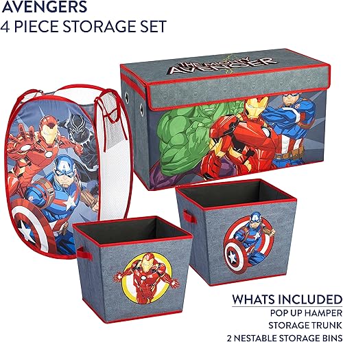 Miniatura 2 de Marvel The Avengers - Juego de soluciones de almacenamiento de 4 piezas con cesta desplegable, baúl de almacenamiento plegable y 2 contenedores de