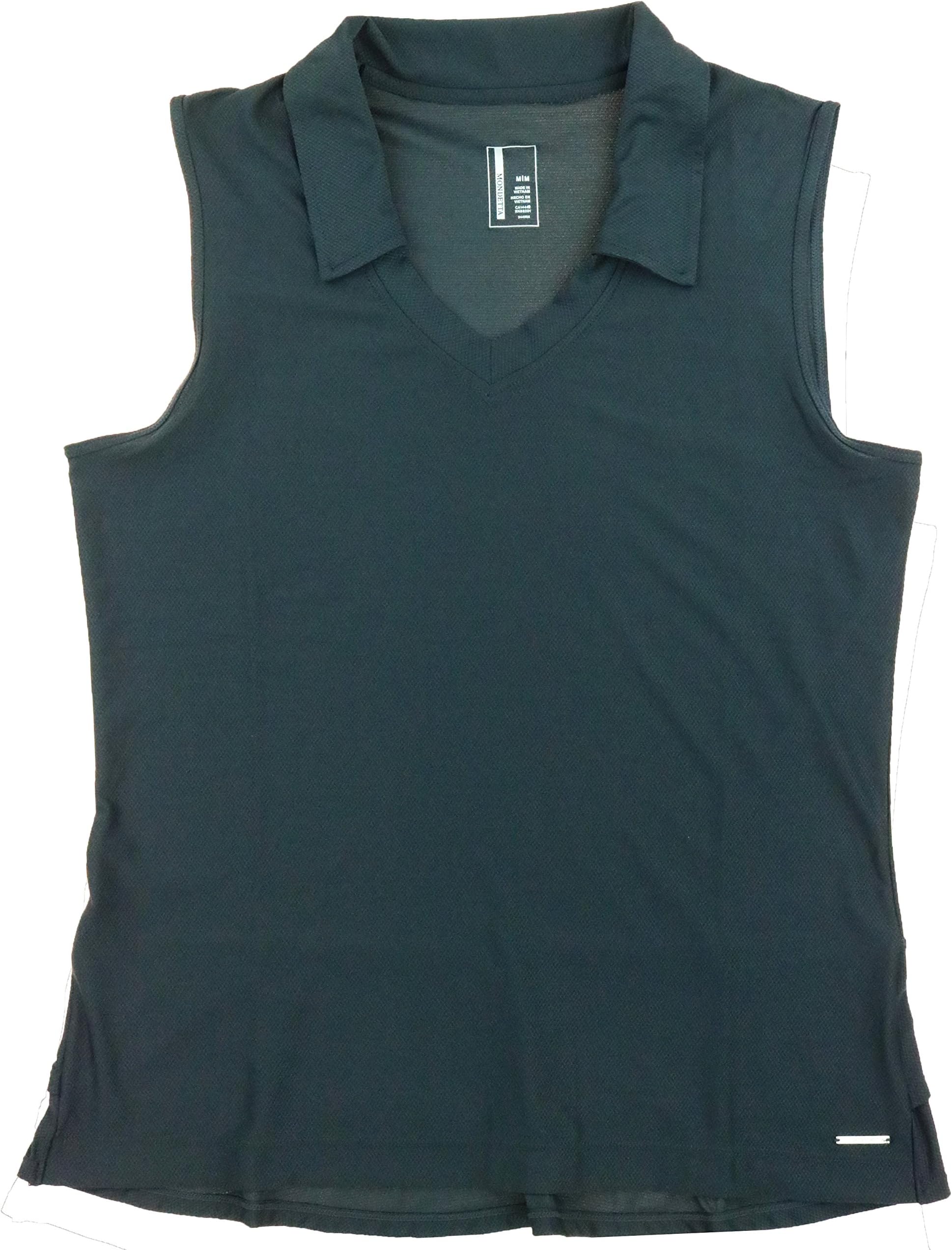 Womens Sleeveless V-Neck Active Polo (Medium, Charcoal)