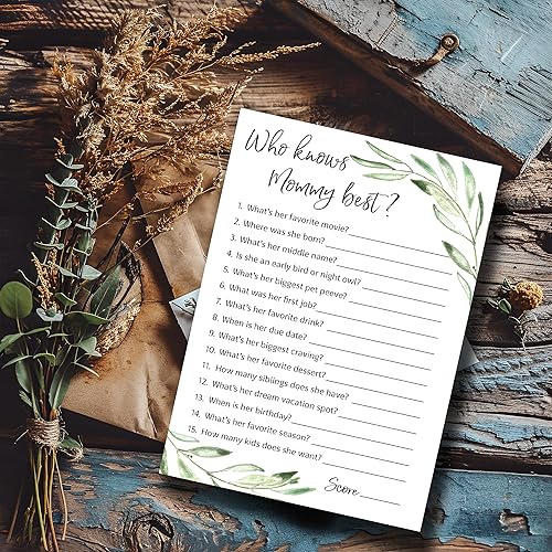 Miniatura 5 de GREENERY Baby Shower Games Who Knows Mommy Best – Paquete de 25 – Género NEUTRAL Baby Shower Juego Nuevo Parejas Coed Reveal Divertido Juego de