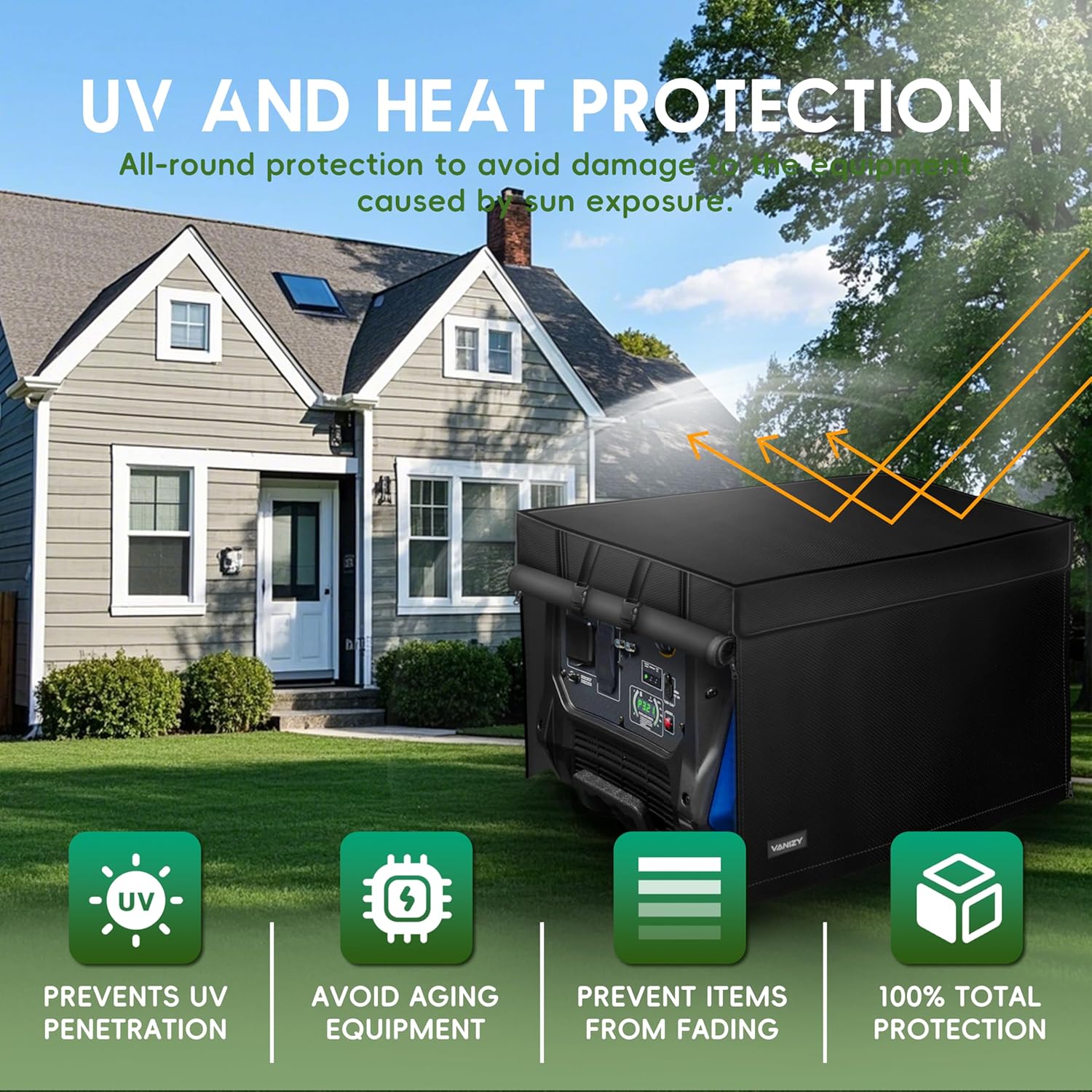 Outdoor generator cover. Top opens for refuelling.25'Lx21 “Wx21 ”H for 3700-7250W inverter generators with operating window, generator cover when running. Black.