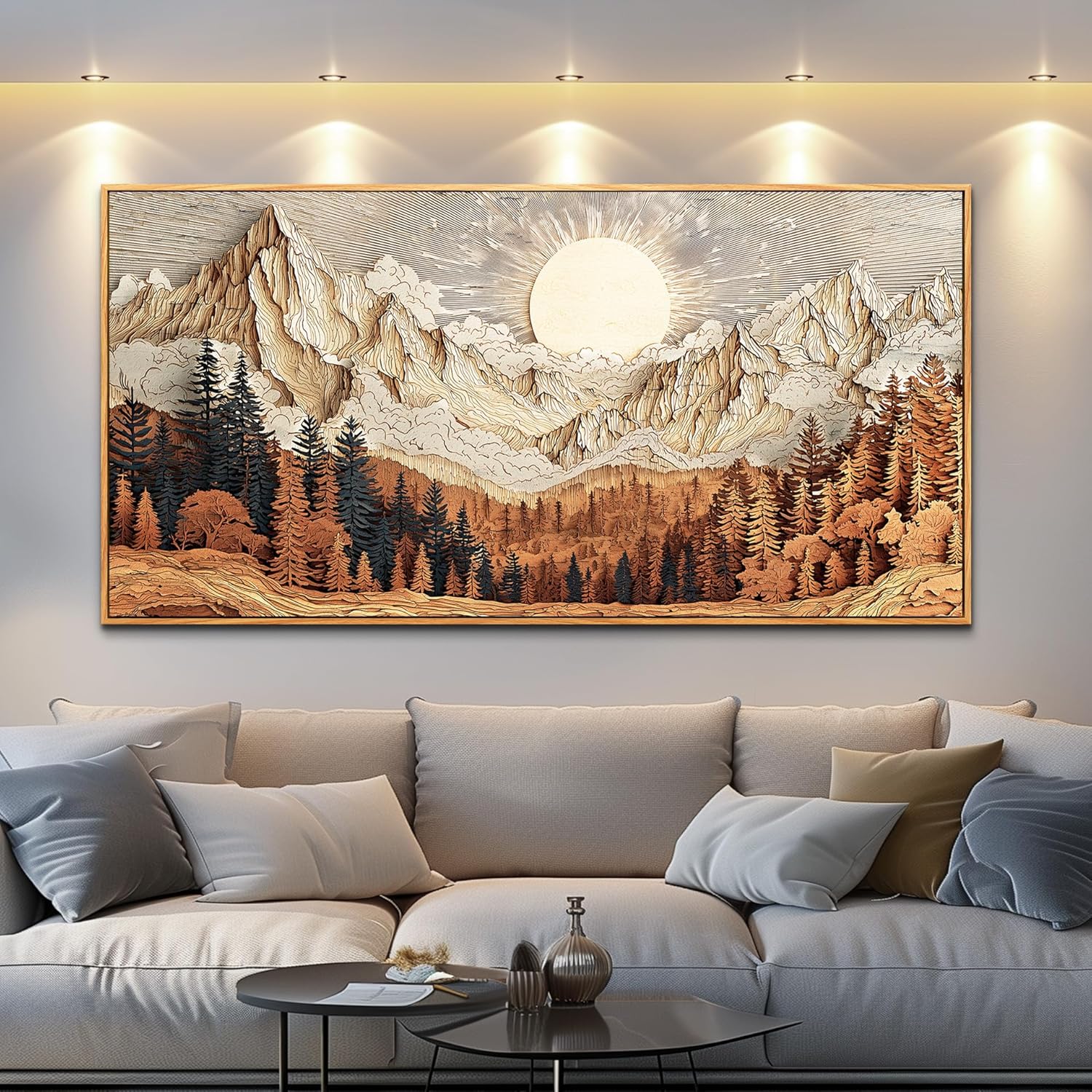 JUDASJART Canvas Wall Art For Living Room Wall Decor For Bedroom Office Wall Decoration Mountain Sunrise Forest Landscape Painting Abstract Pictures Artwork Room Aesthetic Home Decor 20x40 In