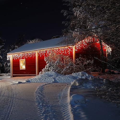 PHILIPS 150 luces LED brillantes de color blanco cálido con facetas de carámbano en cable blanco – 30 gotas – Listado UL para uso en interiores y