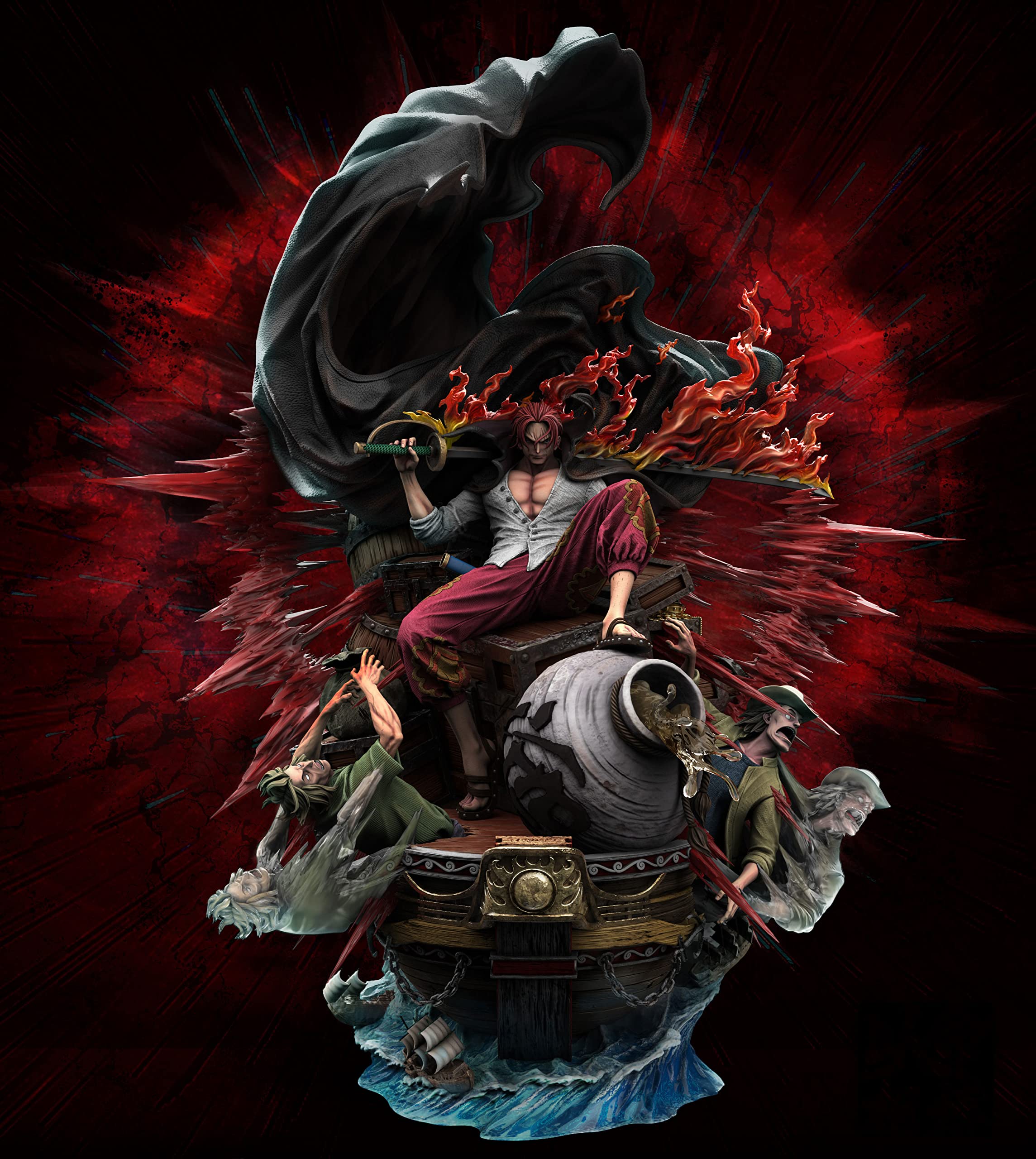 Amazon.co.jp: 赤髪のシャンクス フィギュア 1/4スケール 塗装済み完成  