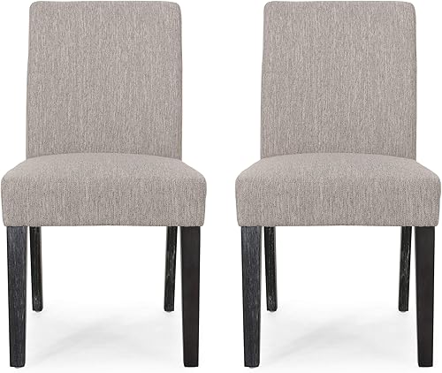 Christopher Knight Home Boling Contemporary Upholstered Dining Chair (Set of 2), Light Grey + Dark Brown