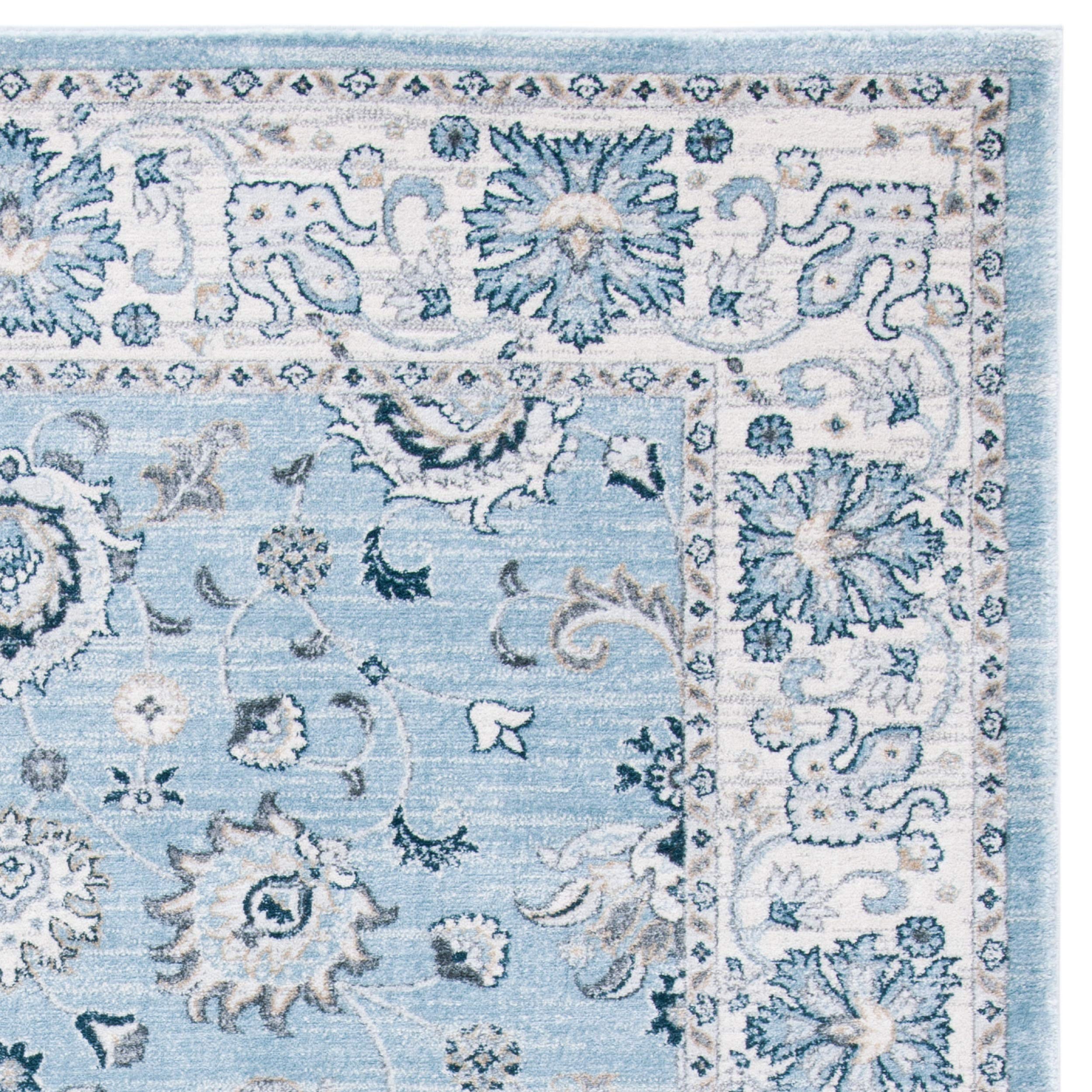 SAFAVIEH Tapis Traditionnel pour Salon, Salle à Manger, Chambre à Coucher - Isabella Collection, Tapis à Poil Court, Bleu Clair et crème, 122 X 183 cm