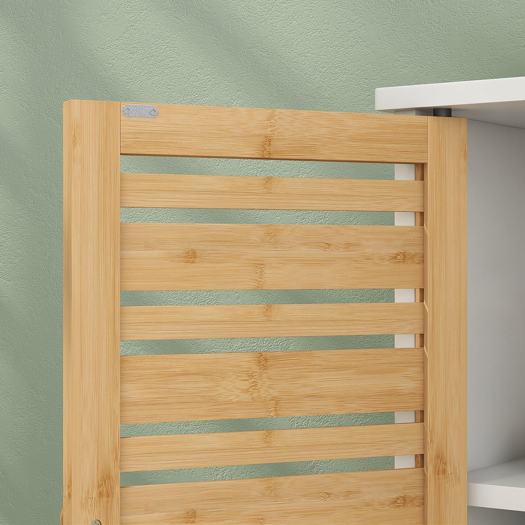 HOMCOM Meuble sous Vasque Meuble de Salle de Bain 2 Portes avec étagère réglable Armoire de Rangement pour lavabo 60 x 30 x 60 cm en Bambou Naturel et Blanc