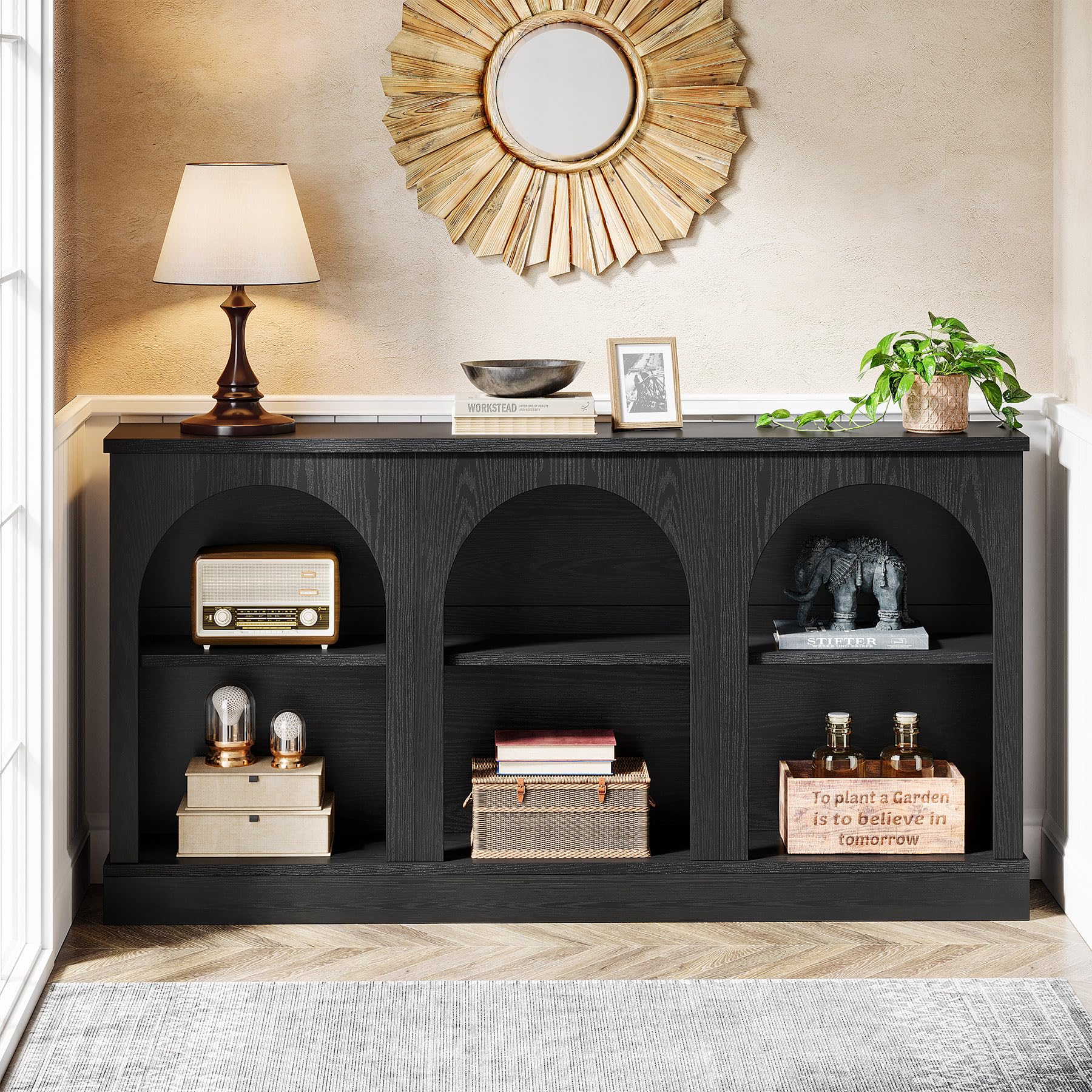 Best Entryway Table 2026: 5 Console Picks That Fit 3 Tribesigns Farmhouse Console Table, 63-Inch Long Entryway Table with 3 Tier Stor — product photo