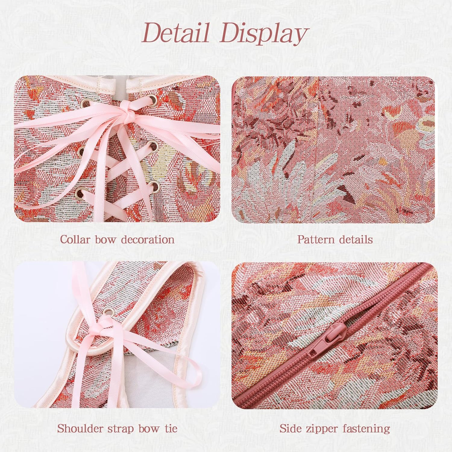 Emprier Corset Tops for Women, Floral Renaissance Corsets, Cottagecore Vest, Overbust Boned Bustier Bodice - Image 6