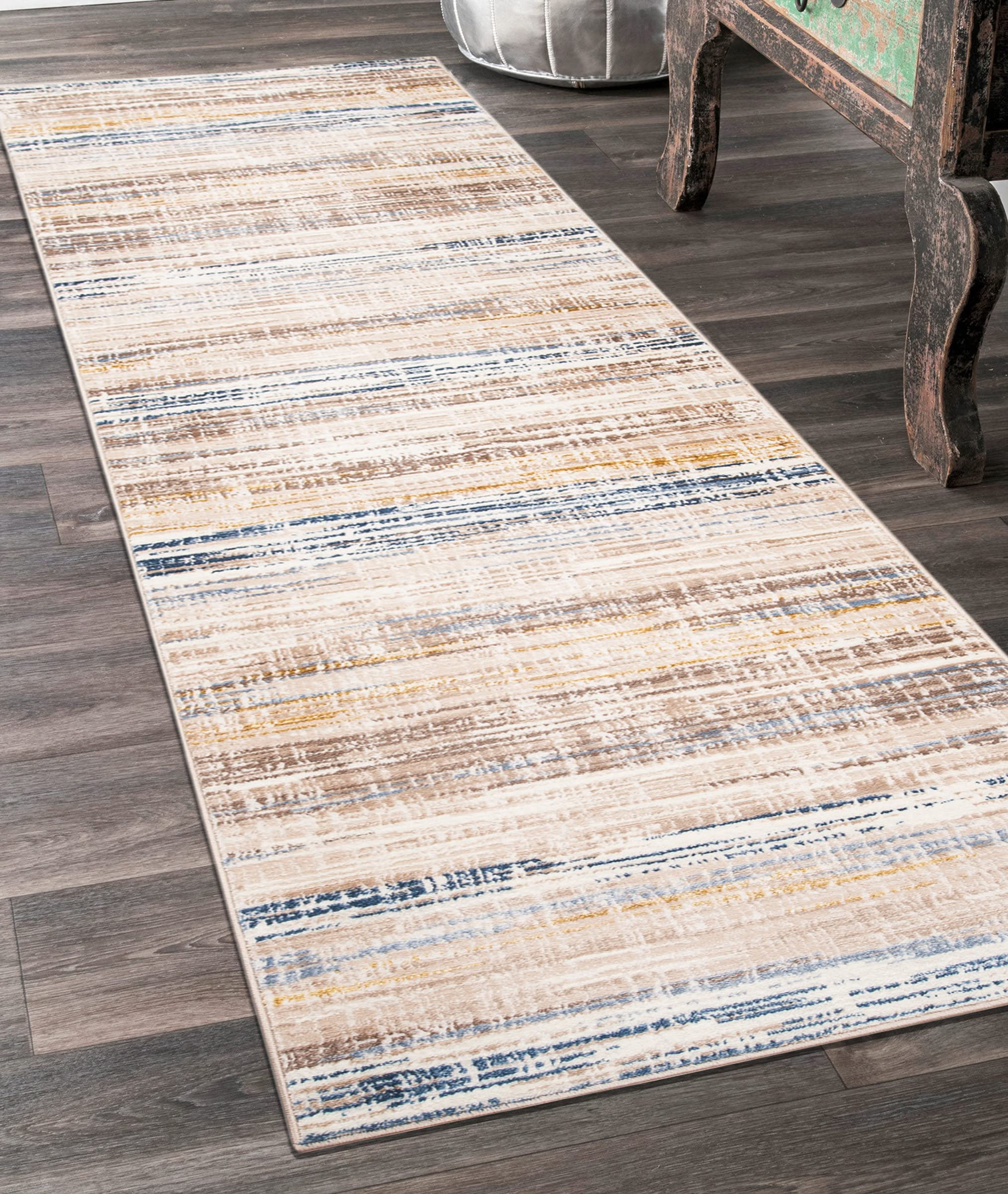 Mazovia Alfombra de Pasillo Larga - Design Abstracto Moderno Pelo Corto - Alfombras de Pasillo por Metros - Alfombras para Pasillos Largos - Moqueta por Metros - Crema Beis 100x250 cm