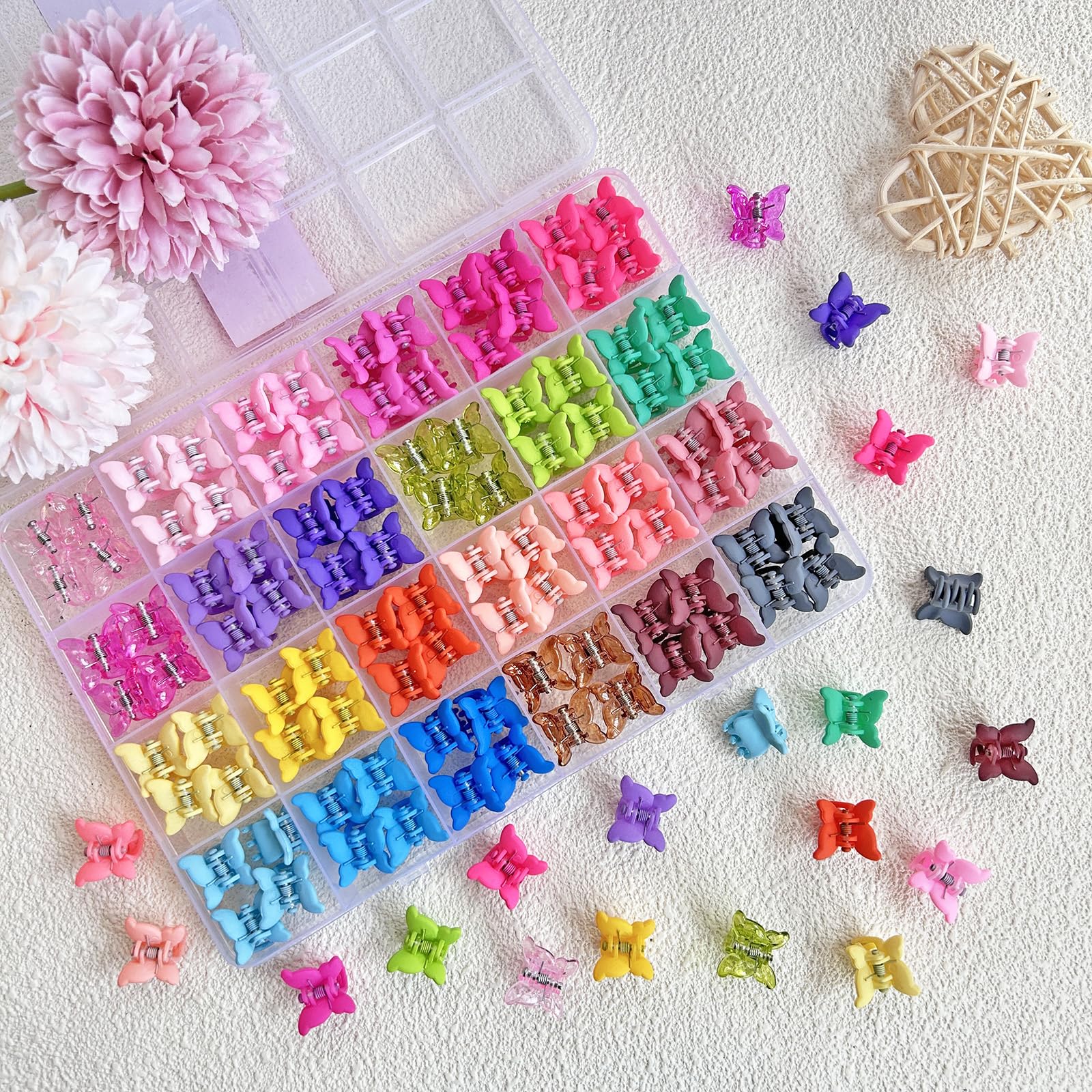 96pcs Baby Girl Hair Clips 24 Multicolors Colors Mini Hair Claw Clips Small Tiny Butterfly Claw Clips Baby Hair Accessories for Toddler