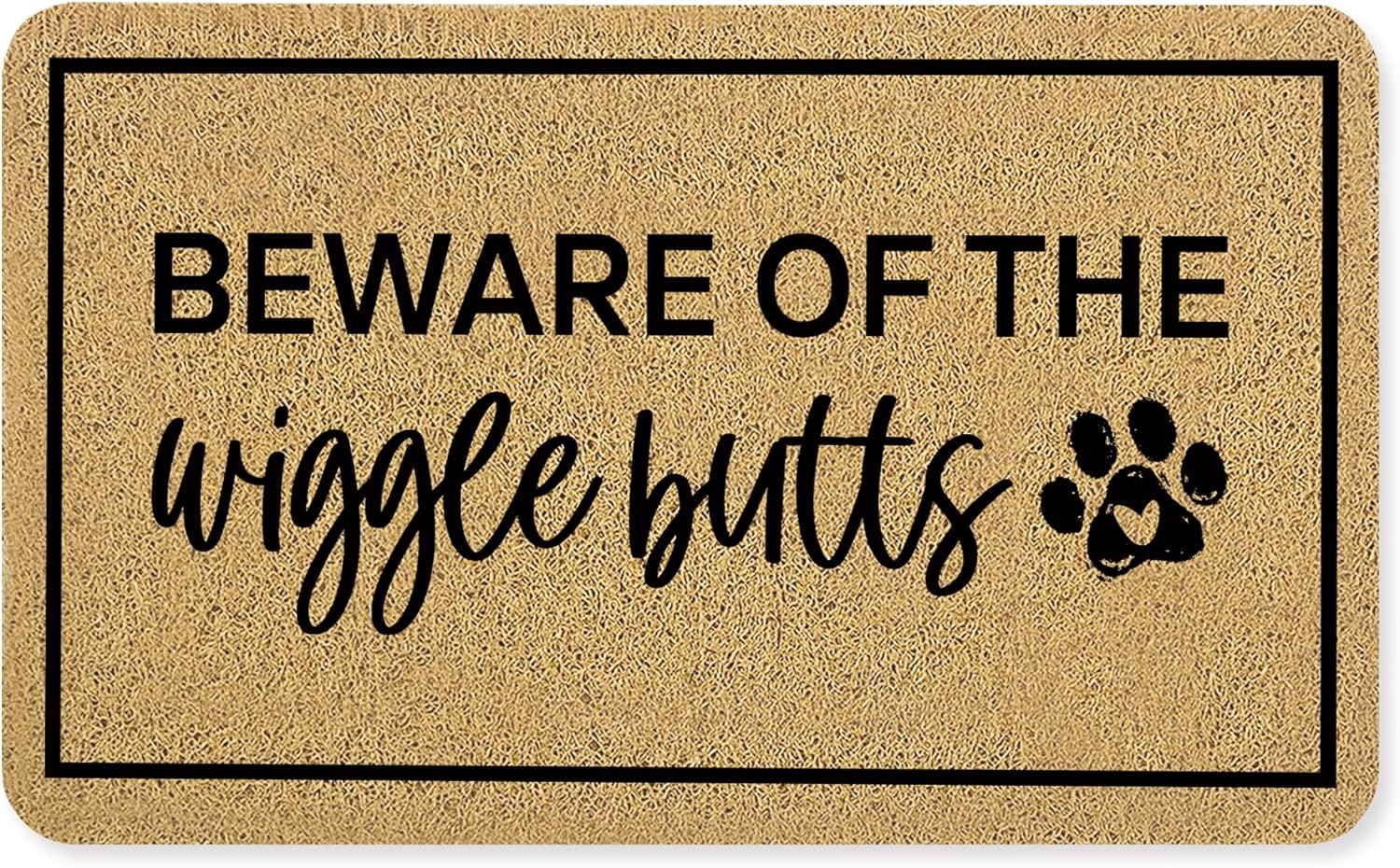 Funny Dog Door Mat, Dog Lovers Owner Welcome Mats for Front Door, Beware of The Wigglebutts Doormat Outdoor Indoor Entrance Entryway, 17X30 Inches