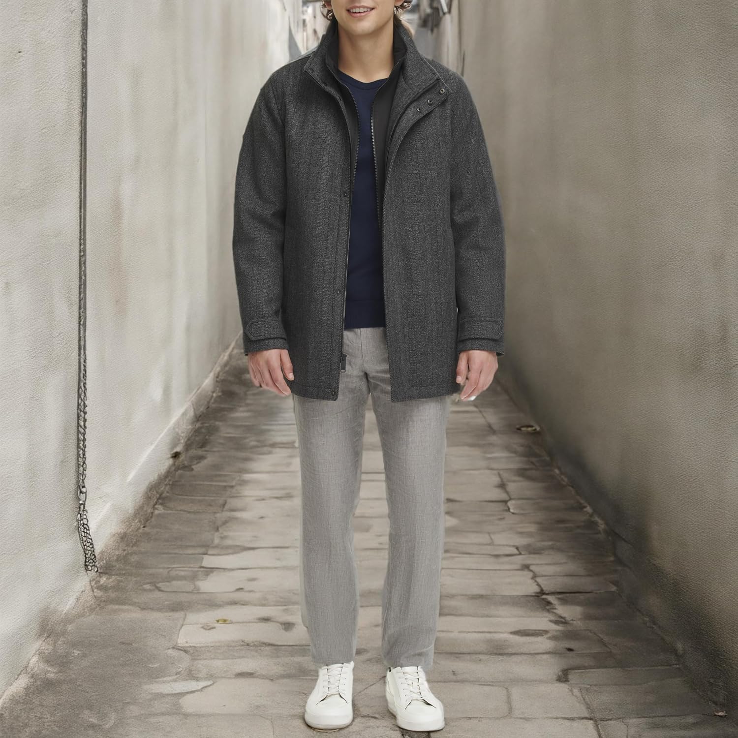 DOCKERS Men's Wool Melton Two Pocket Full Length Duffle Coat - Image 7