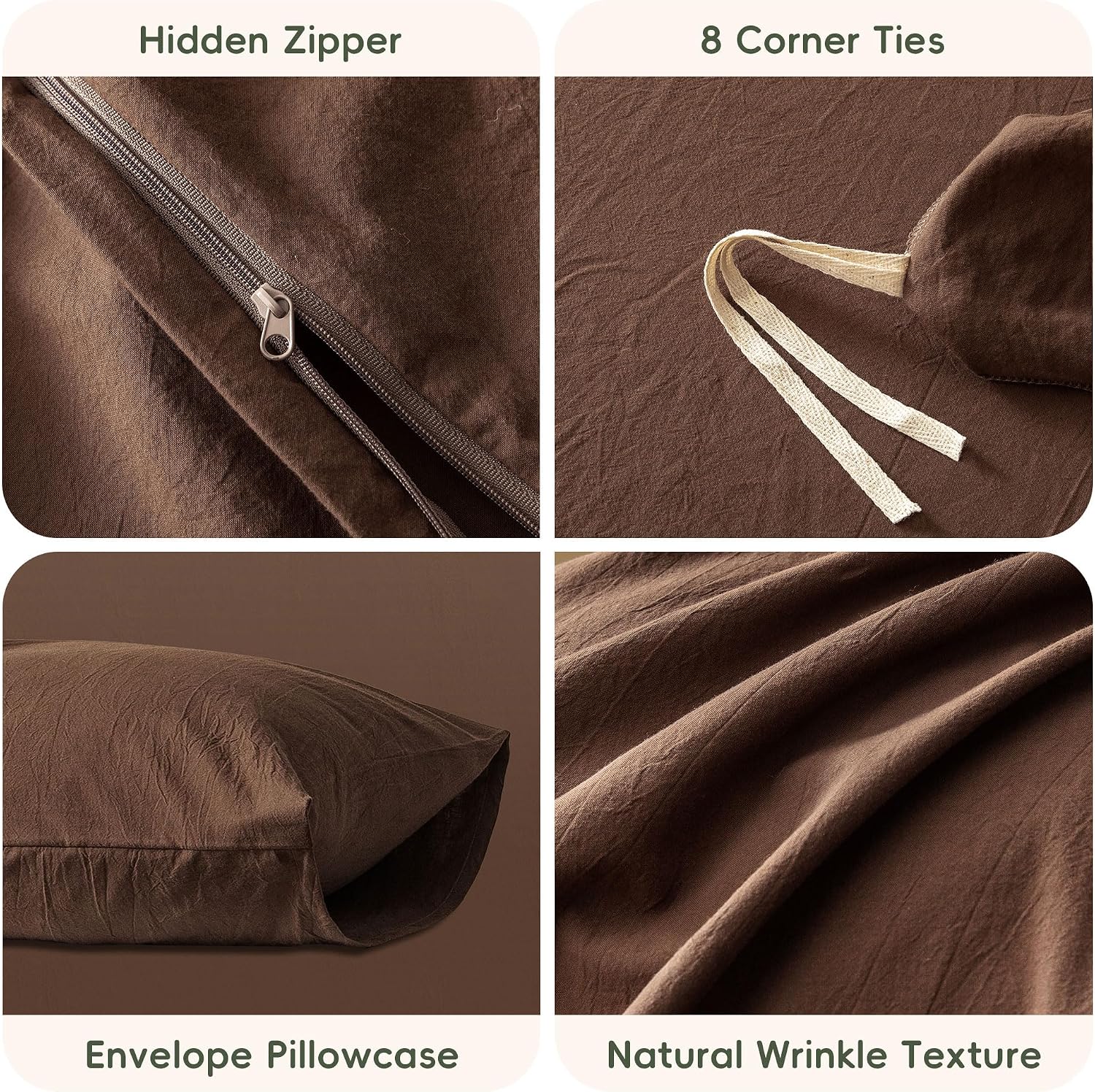 JIYUAN Super King Plus Washed Cotton Duvet Cover Set Relaxed Linen Feel image 4