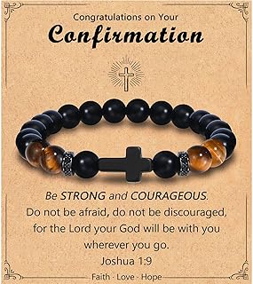 Leyung Cross Bracelet Gifts for Teen Boys Men, Easter Basket Stuffers Baptism Confirmation First Holy Communion Christmas Christian Gifts for Son Grandson Nephew Godson Brother