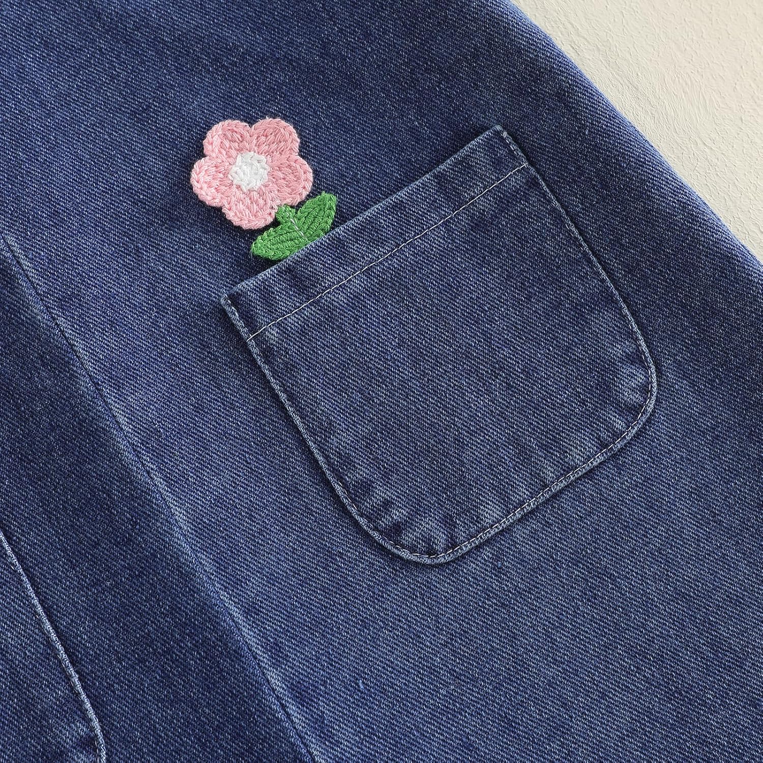 Cathery Toddler Baby Girl Denim Overalls Flower Embroidery Jean Bib Pants Soft Cotton Jumpsuit Casual Trousers Clothes - Image 6