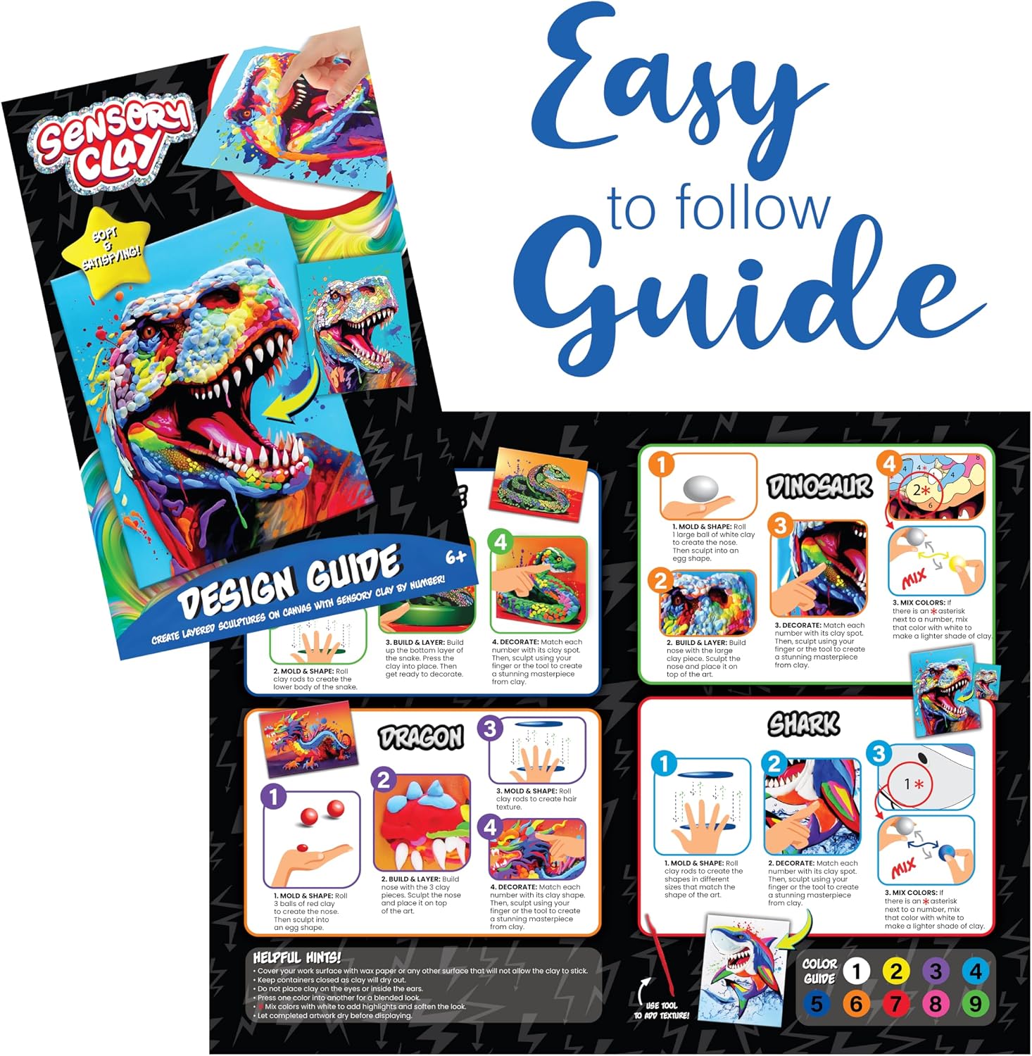 Tara Toys Sensory Clay - Clay by Number Dino