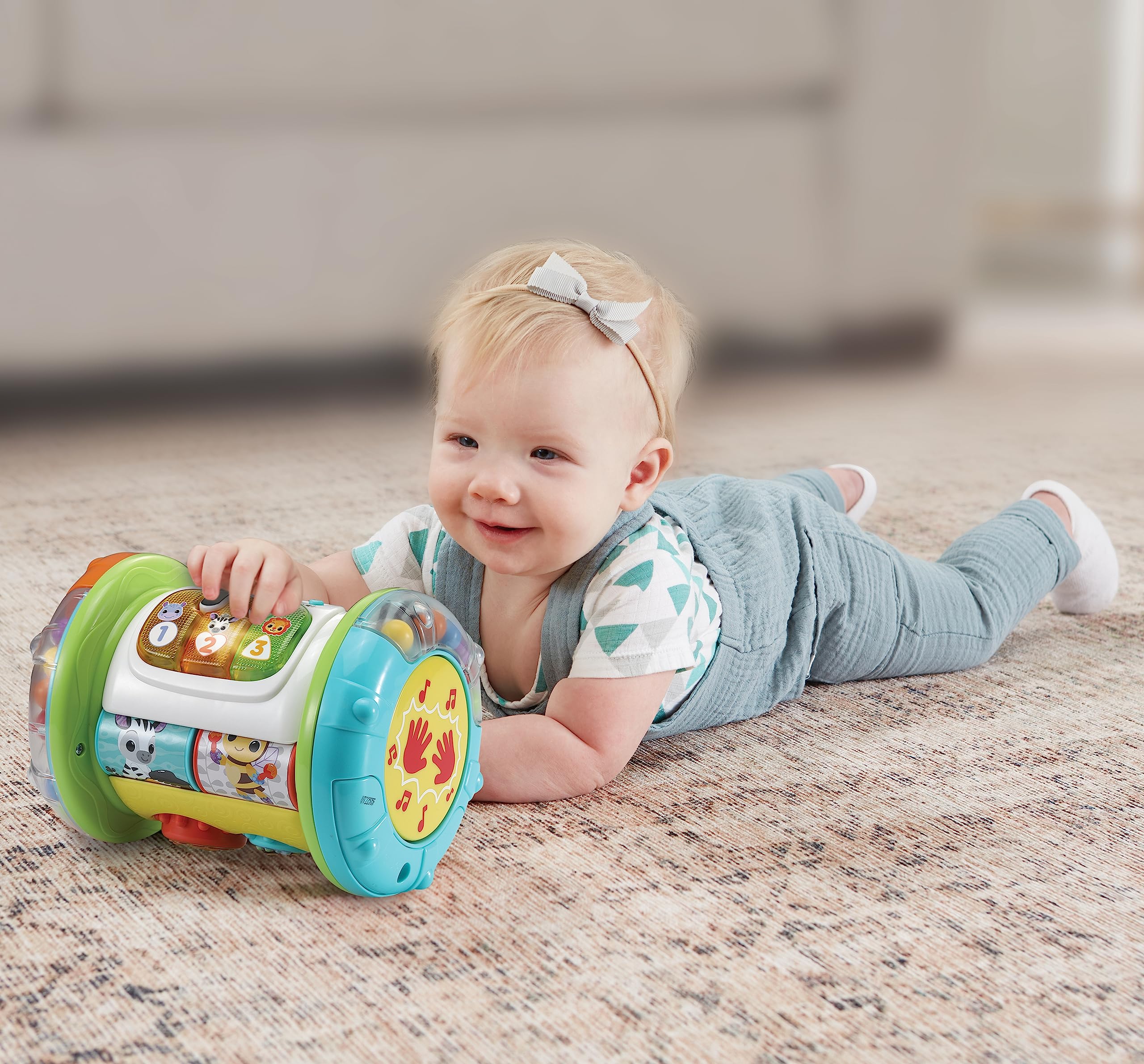 VTech-Baby Rodillo mágico Interactivo 3 en 1, Juguete multiactividades para bebés +6 Meses, Tambor, Piano y Centro de Actividades, Aprende música, Enseña Vocabulario básico, Versión ESP