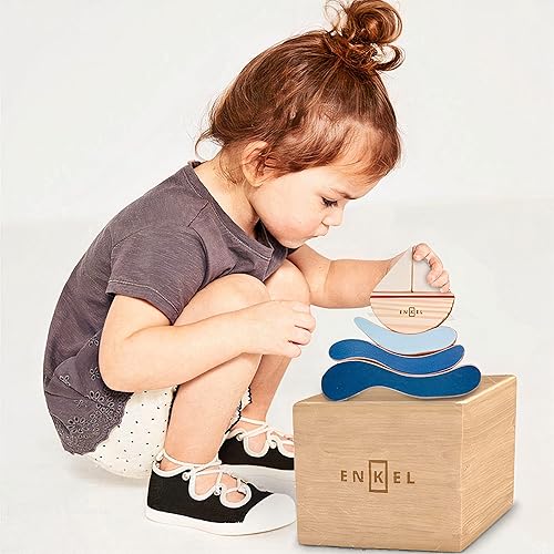 Miniatura 7 de Juguete de madera para niños en madera natural y pintado a mano, barco Montessori, educativo, preescolar, aprendizaje sensorial, juguetes de