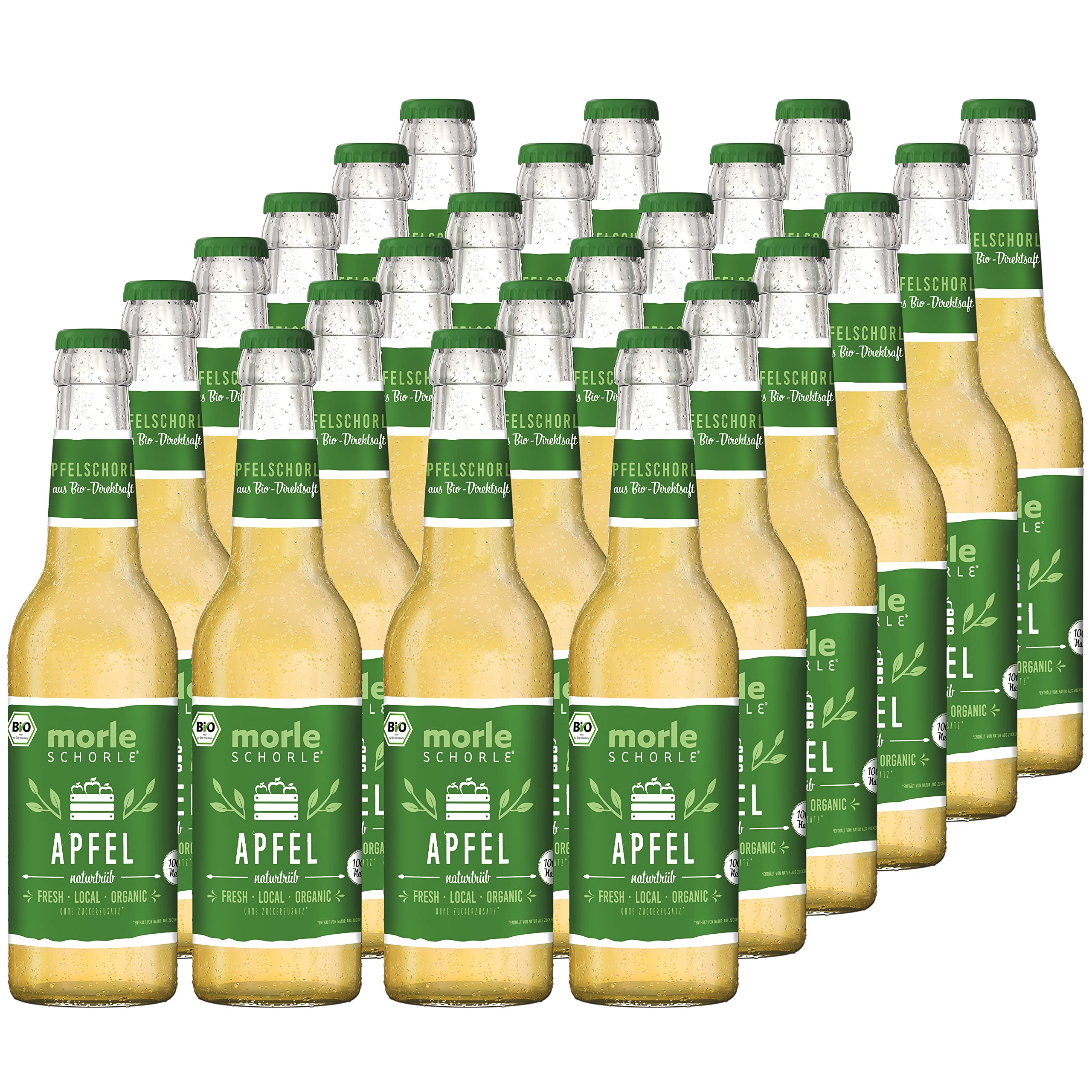 Elbler Morleschorle, spritz di mele, 24 x 0,33 l, spritz di mele Bio, a base di frutta Bio, succo diretto senza zuccheri aggiunti, succo di mela diretto con acqua minerale naturale