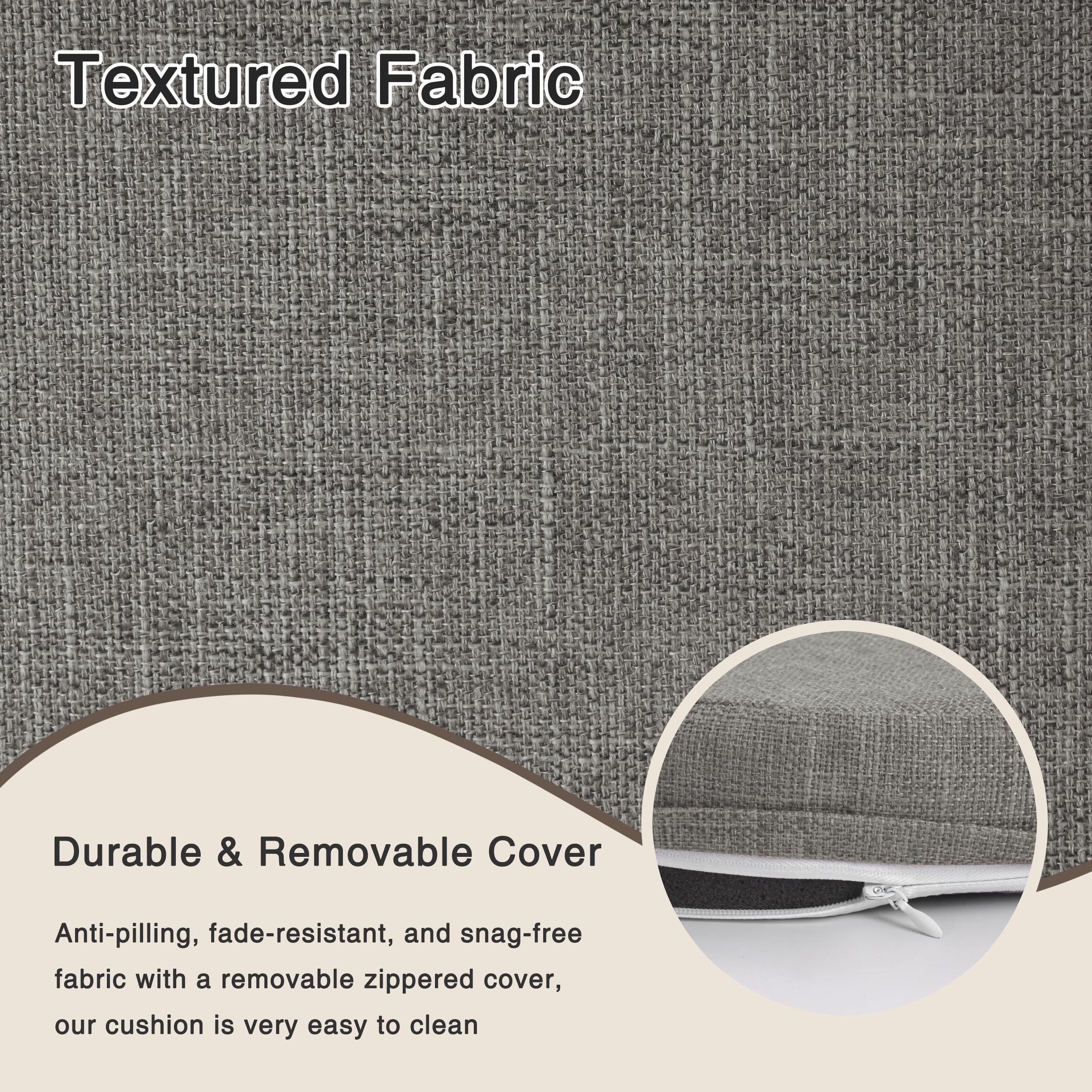 OVOV Cojines redondos para sillas de comedor, paquete de 4 cojines de asiento extra gruesos con funda extraíble y parte inferior antideslizante, color gris claro (16 x 16 pulgadas)