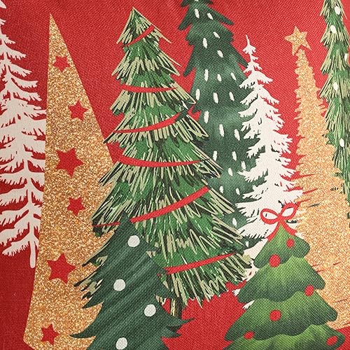 Miniatura 2 de FUTEI Juego de 2 fundas de almohada decorativas para árbol de Navidad de 18 x 18 pulgadas, fundas de cojín de lino rojo navideño, almohadas de