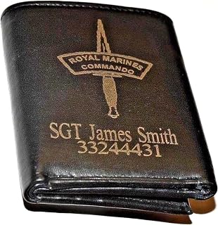 ROYAL MARINES COMMANDO ARMY WALLET PERSONALISED GIFT ENGRAVED WITH ANY NAME & NUMBER GENUINE LEATHER