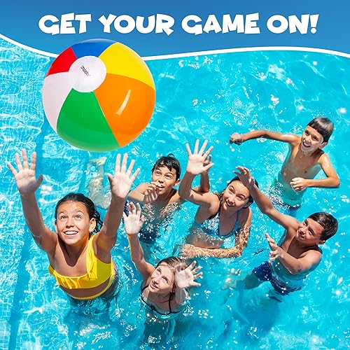 Miniatura 8 de Kangaroo Paquete de 12 pelotas inflables de playa a granel para niños y adultos, juguetes inflables de fiesta en la piscina, juguetes de playa