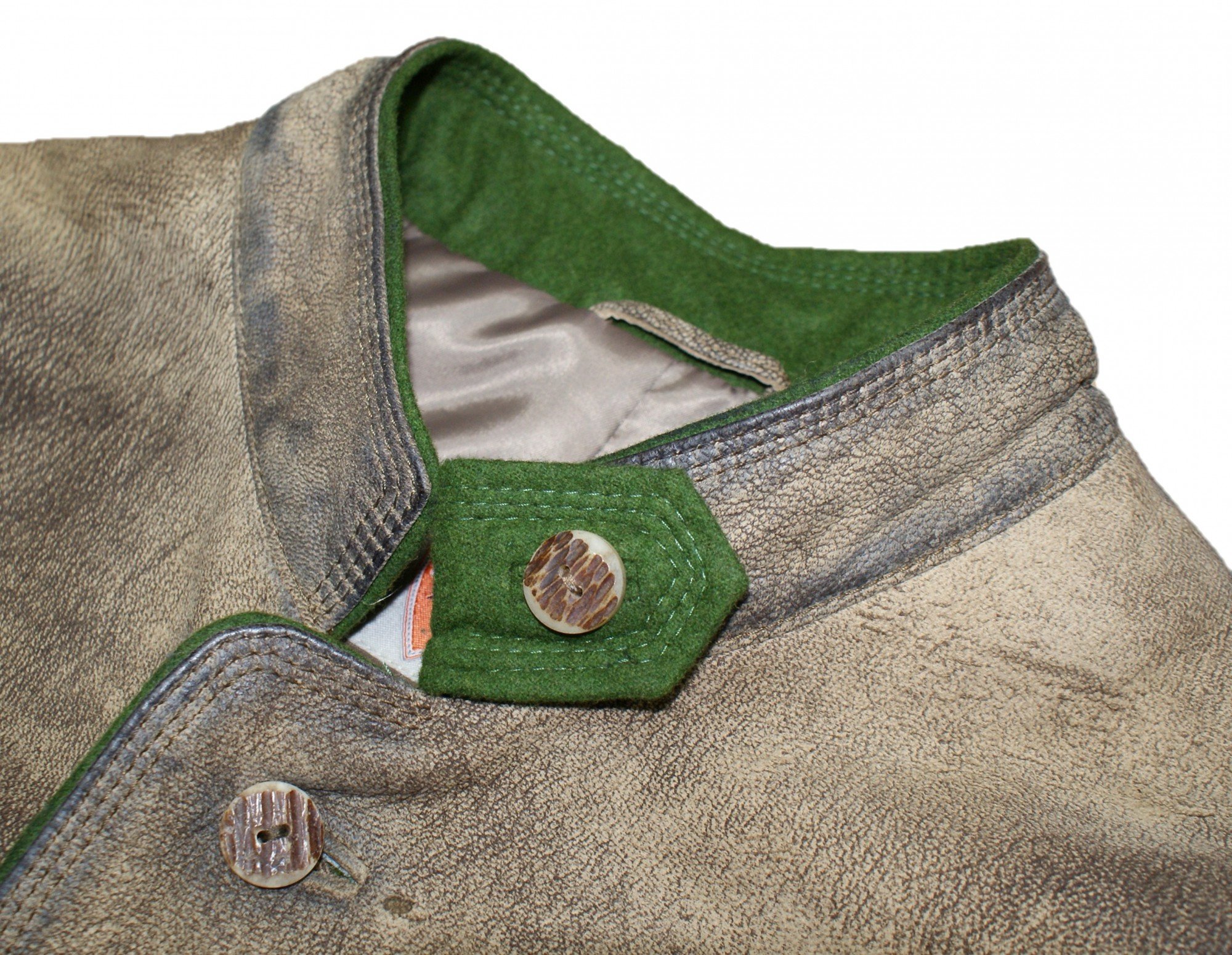 Maddox Lederjacke Trachtenjacke Sakko Jacke Trachtenjanker Leder Trachtenlederjacke Trachtensakko mit Antik-Patina in edler Hirschleder-Optik für Herren Ledersakko mit echten Hirschhorn-Knöpfen