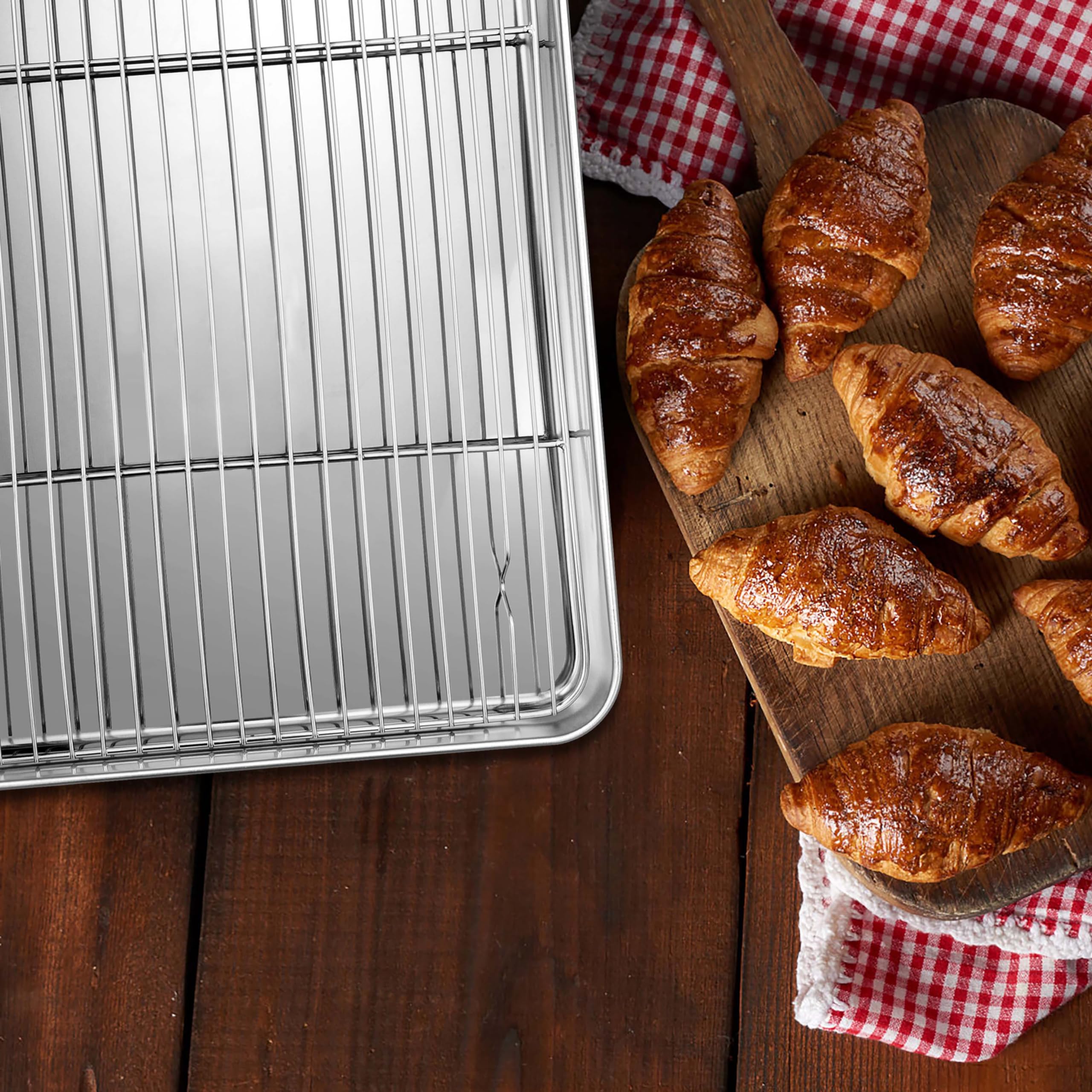 Herogo Plaque de cuisson en acier inoxydable avec grille, set de 2 plaques et 2 grilles