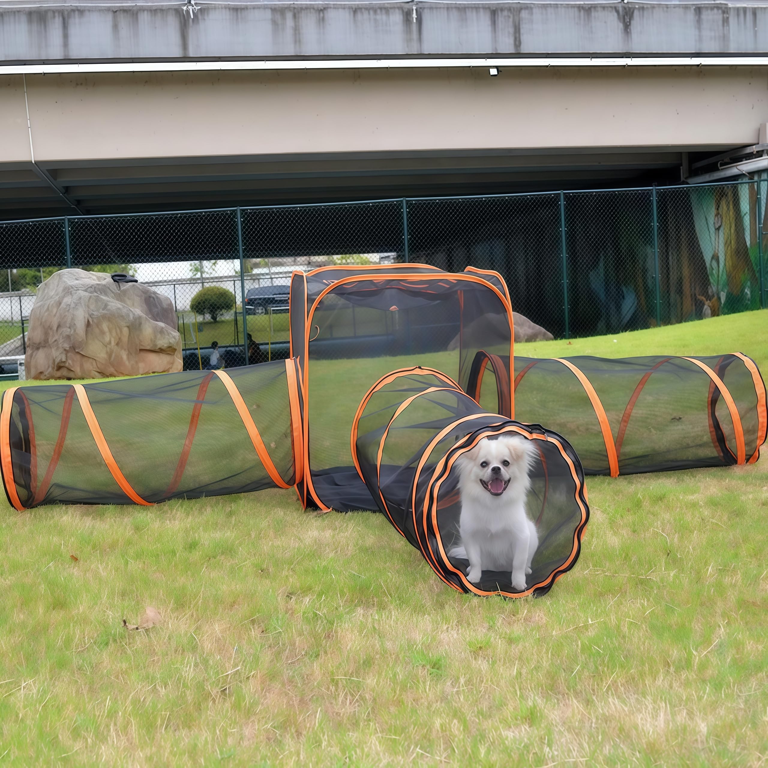 Gabinetes 6 en 1 para gatos al aire libre, tiendas de campaña portátiles de malla desplegables, túneles de juego al aire libre para mascotas para gatos grandes, conejos, hurones, animales pequeños de