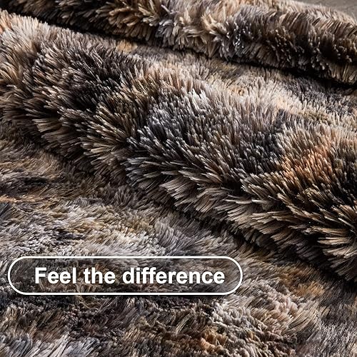 Miniatura 4 de Bedfolks Manta de piel sintética de 22.93 ozm  Manta de forro polar sherpa suave y mullida para sofá, cama, mantas gruesas y cómodas de teñido