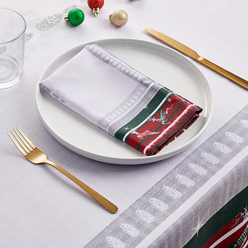 Kadut Mantel de Navidad, mantel a cuadros, en colores clásicos tradicionales de vacaciones, diseño a cuadros y encantador reno, (60 x 126 pulgadas)