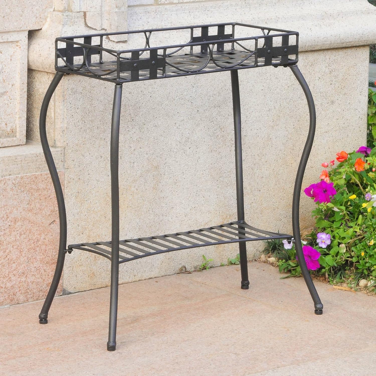 International Caravan Sante Fe Rectangular Plant Stand Antique Black