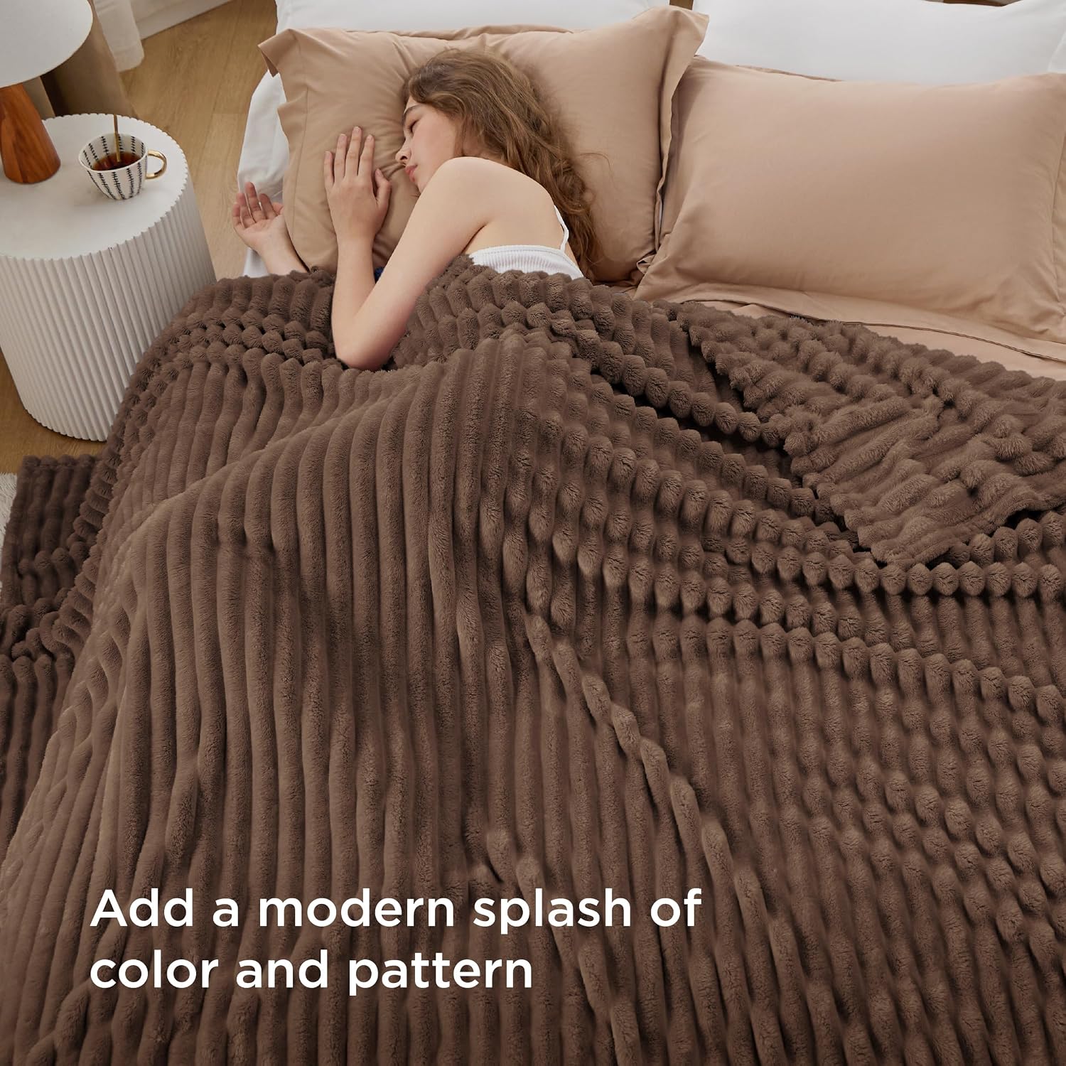 Bedsure GentleSoft Brown Fleece Blanket for Couch -Cozy Soft Blankets for Women, Cute Small Throws for Girls, 90x90 Inches thumbnail