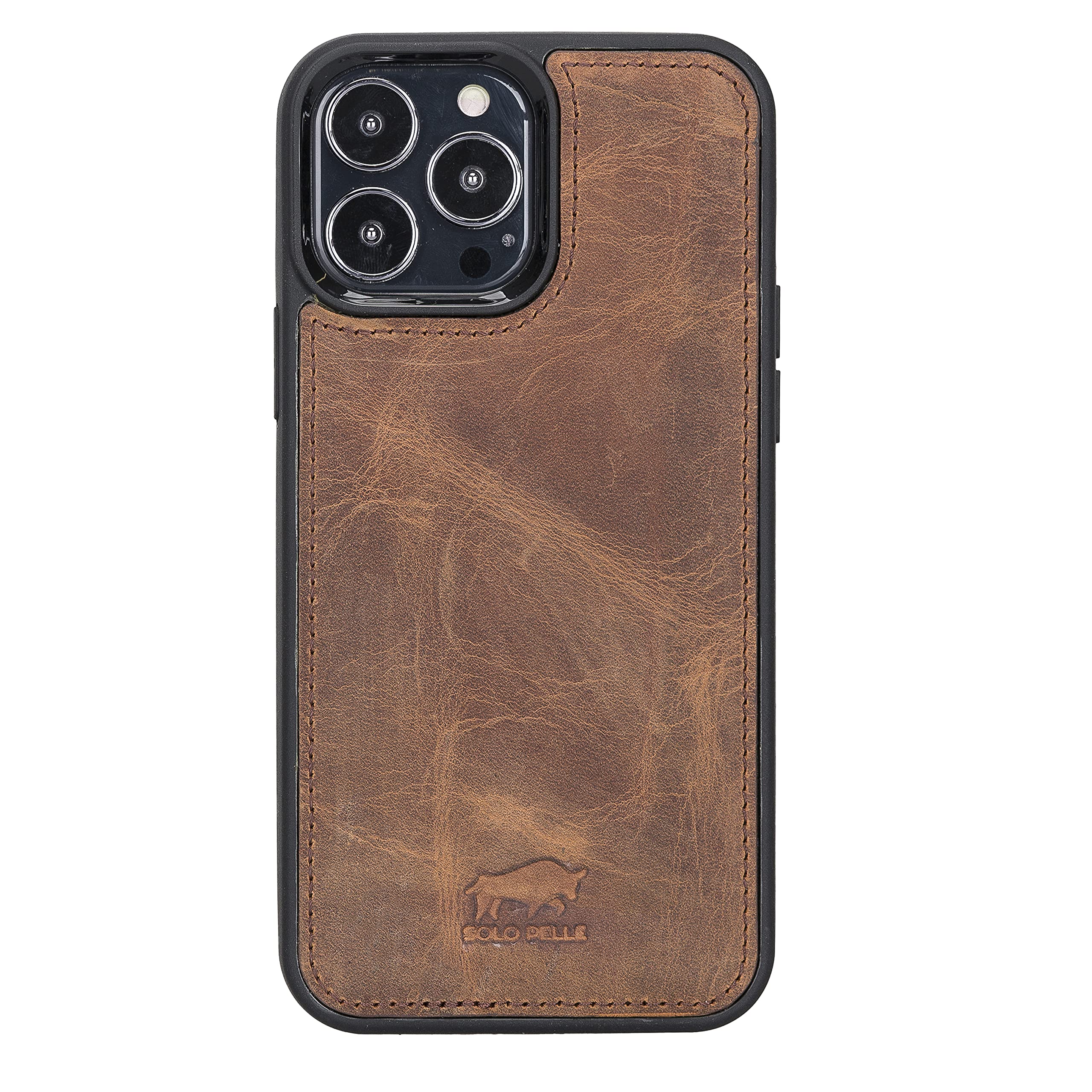 Solo Pelle Lederhülle kompatibel für iPhone 13 Pro Max in 6.7 Zoll abnehmbare Hülle (2in1) inkl. Kartenfächer für das original Apple iPhone 13 Pro Max (Vintage Braun)