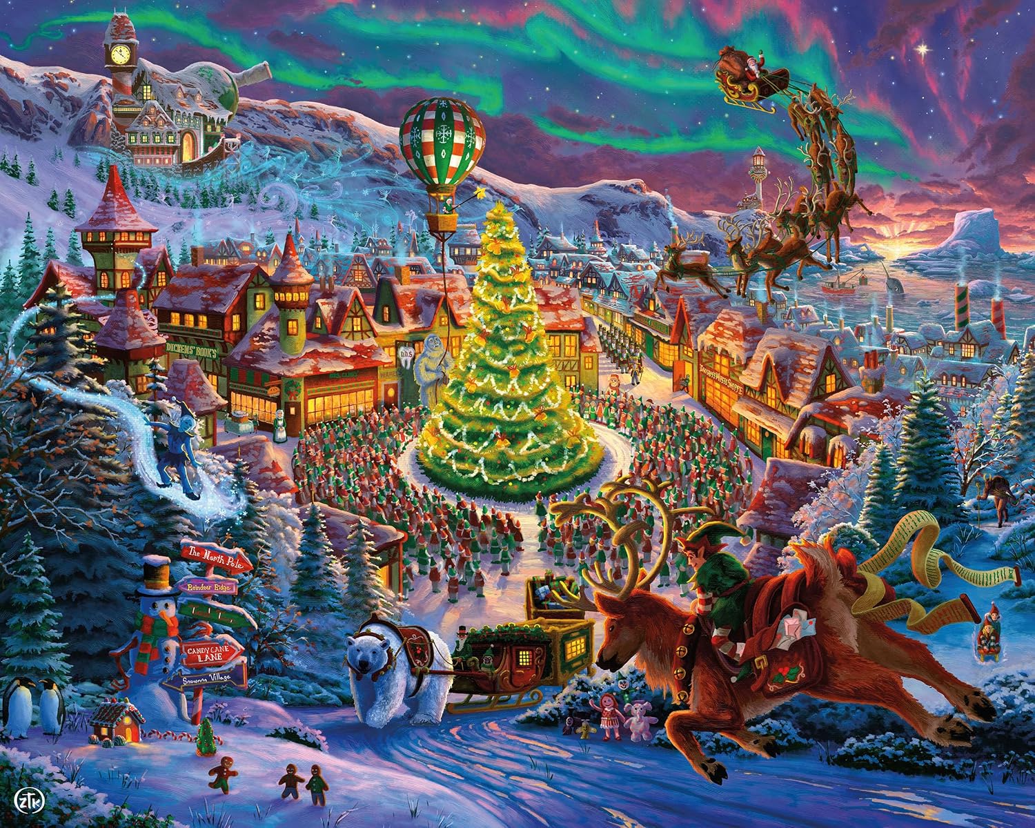 Ceaco - Zak Kinkade - Santa's North Pole - 1000 Piece Christmas Jigsaw Puzzle for Adults - Large, EZ2Hold Pieces - Challenging Holiday Puzzles for Adults – Festive Artwork, and Hours of Winter Fun