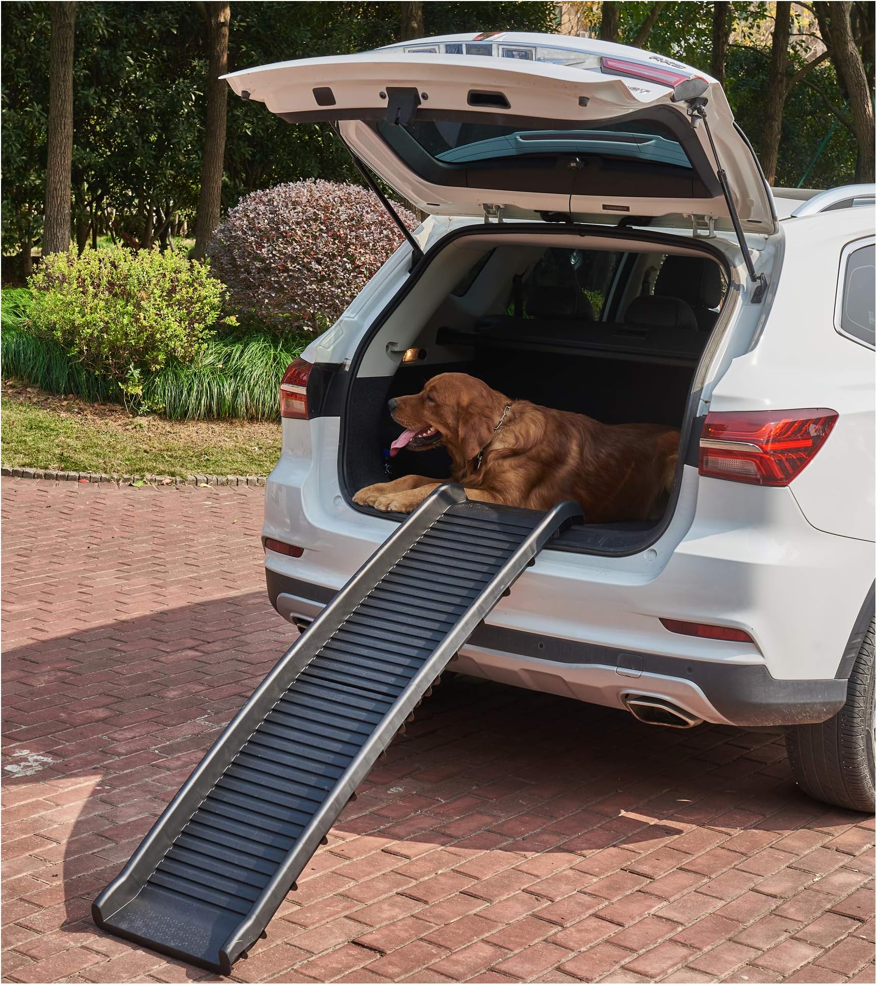 Sponsored Ad – Portable Dog Ramp for Cars - Folding, Lightweight, Collapsible, Load up to 150 Pound (Black)