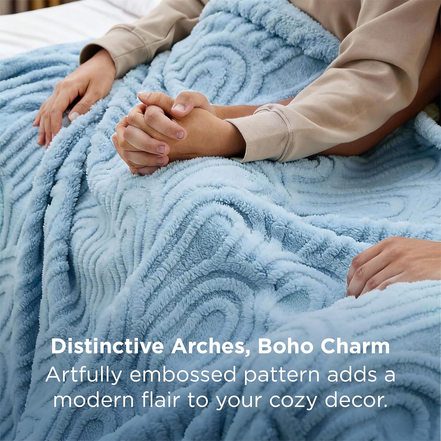 Bedsure GentleSoft Fleece Blanket Queen Size for Bed - Super Soft & Cozy, Fluffy Blankets for Women & Girls, Ideal for Sofa & Couch, Blue, 90x90 Inches - Image 2