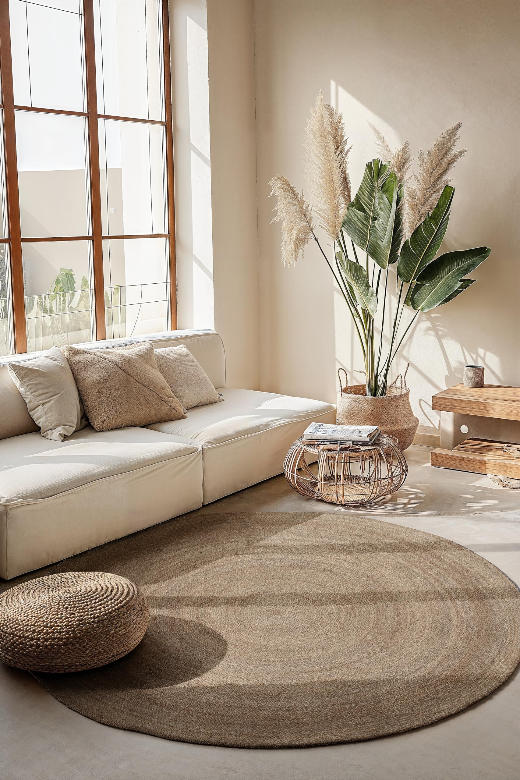 Hanse Home Alfombra Redonda de Yute Rangpur – Alfombra Natural para salón – Tejida a Mano y respetuosa con el Medio Ambiente – Boho Natural Fibra Yute Alfombra para salón, Dormitorio, Comedor,