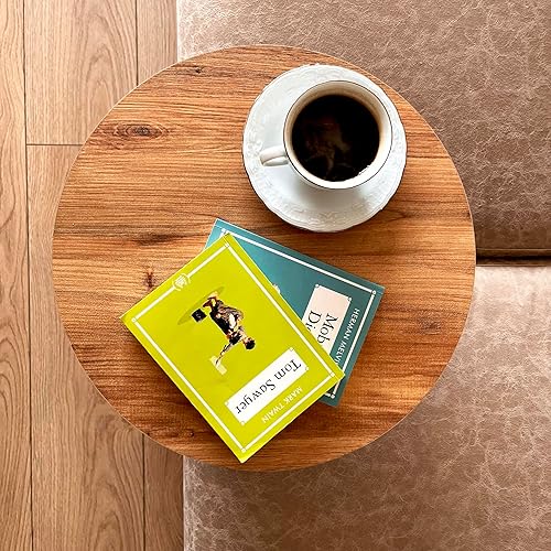 Miniatura 5 de Mesa auxiliar redonda en forma de C con ruedas giratorias: una mesa auxiliar móvil que ahorra espacio perfecta para sofás, salas de estar, áreas de