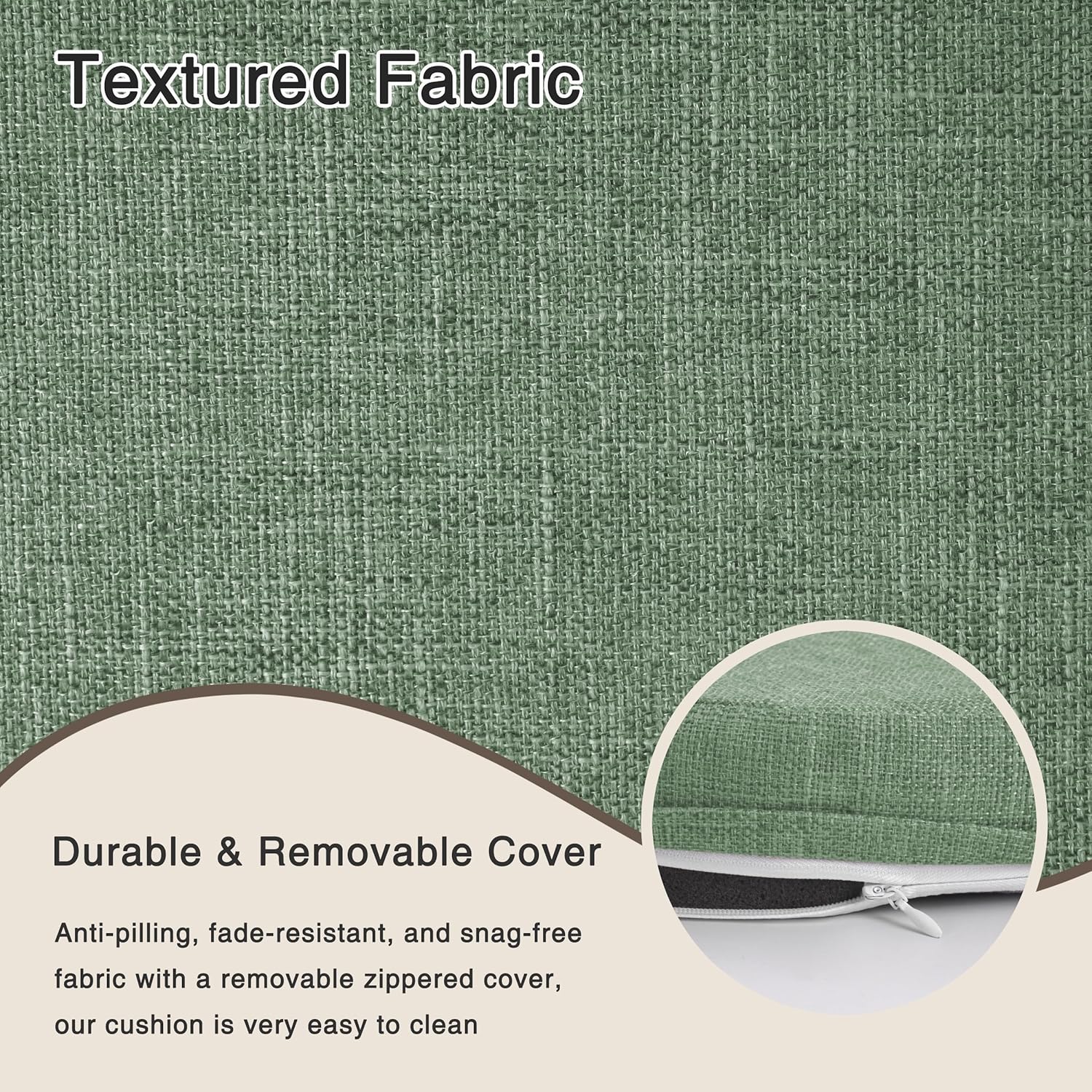 OVOV Round Chair Cushions for Dining Chairs 4 Pack Extra Thick Seat Cushion Circle Chair Pads with Removable Cover and Non Slip Bottom Sage Green (16x16 Inch)