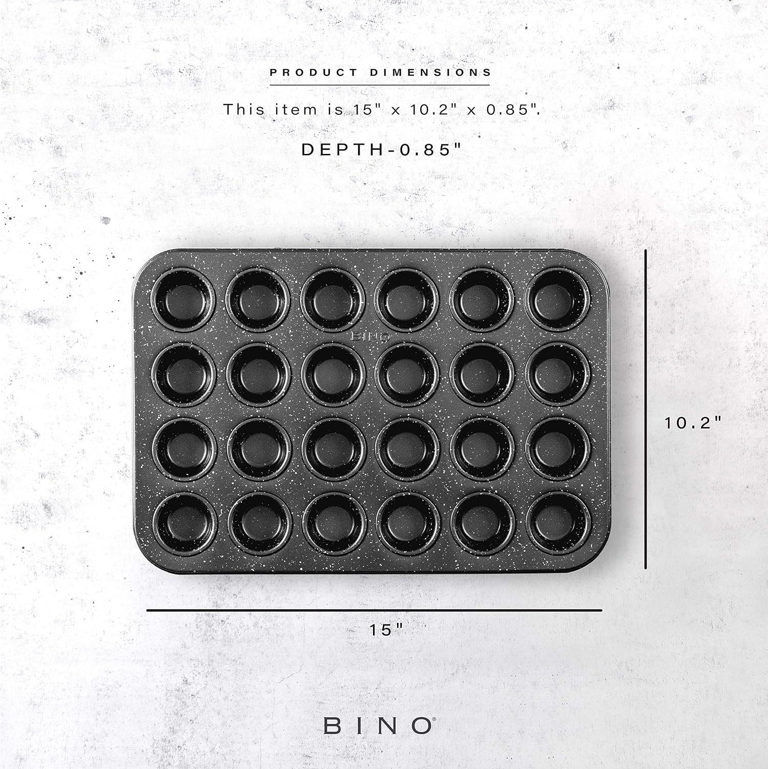 BINO Bakeware Nonstick Mini Muffin Pan, 24 Cup - Speckled Black | Premium Quality Cupcake Pan with Nonstick Technology | Dishwasher Safe | Non-Toxic