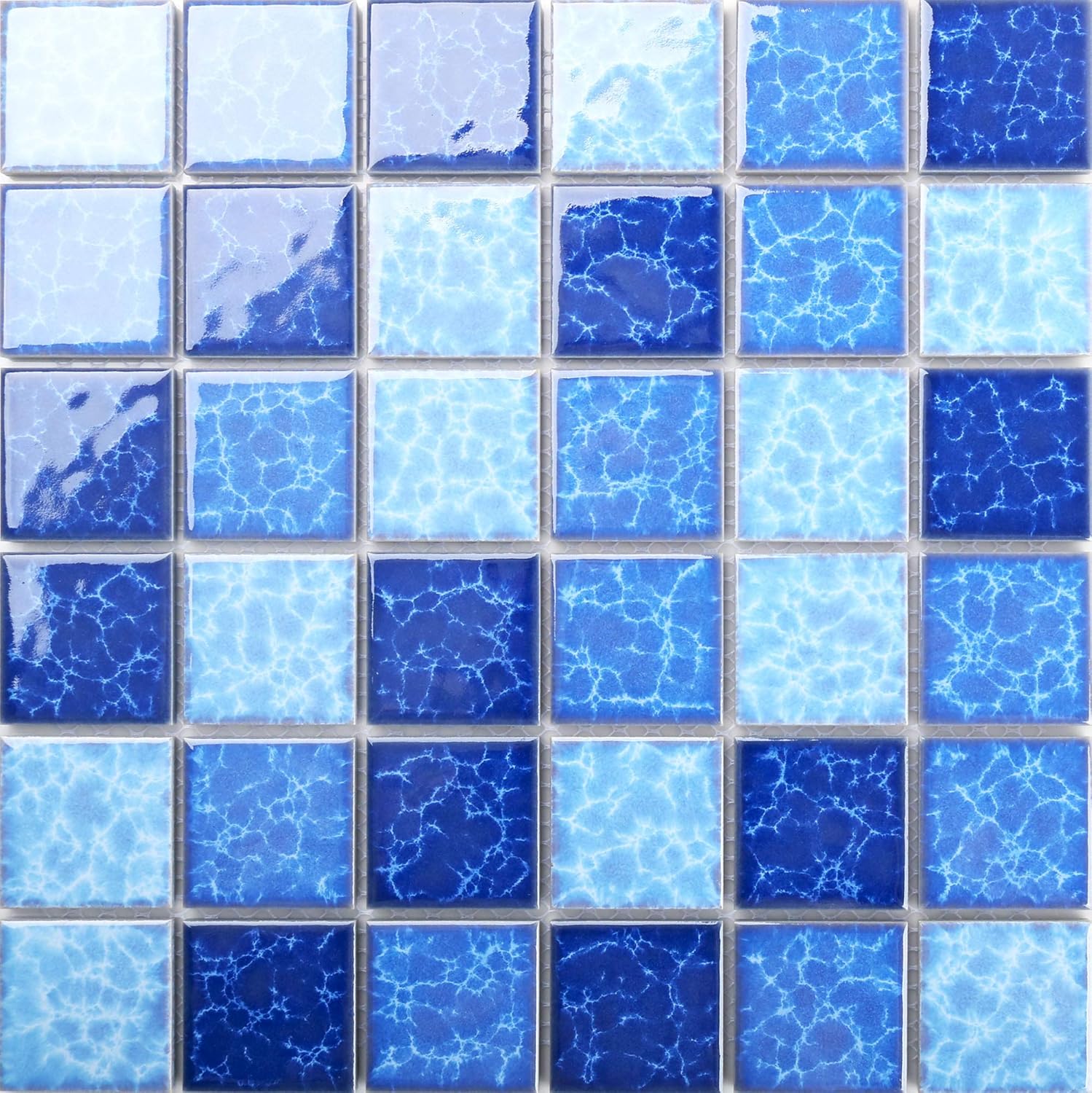 Blue Crystal Glaze Ceramic Mosaic Floor Tiles Bathroom