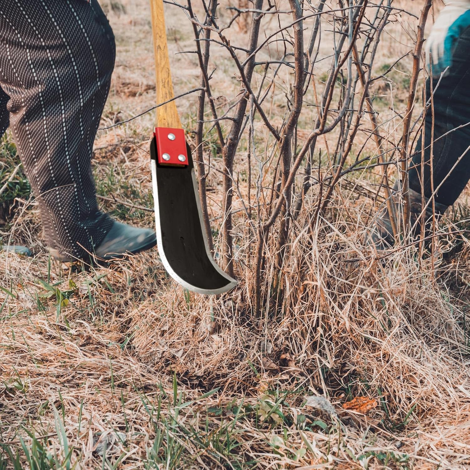 2 Pcs Bush Axe Ditch Bank Blade with Wood Handle Bushcraft Axe Branch Garden Tool 16-inch Head with 40-inch Handle for Yard Garden Work