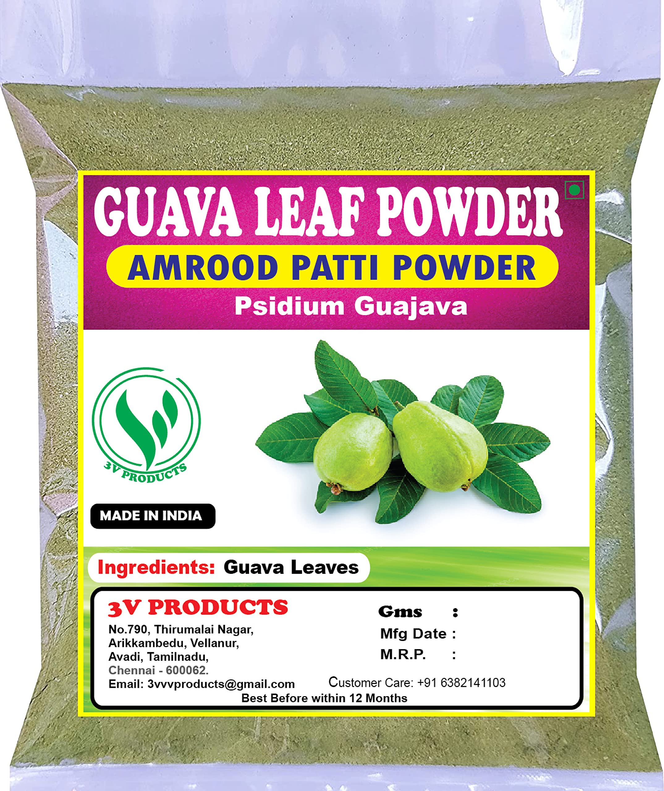 3V PRODUCTS: Guava Leaf Powder 150g | Amrood Patti | Koiya ilai | Psidium Guajava Powder for Tea, Juice, Milkshake, Cake, Body health & more (B09MLNRKTM) Amazon Price History, Amazon Price Tracker