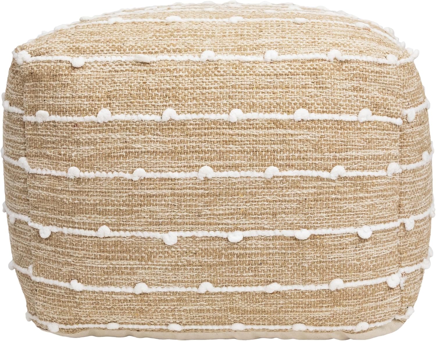 Northlight Woven Cotton Textured Stripe Square Pouf - 14" - Beige