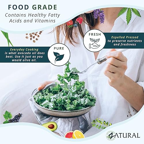 Miniatura 5 de Zatural Aceite de aguacate natural virgen 100 puro sin aditivos limpio prensado en frío sin OMG vegano para cocinar freír hornear y para salsas