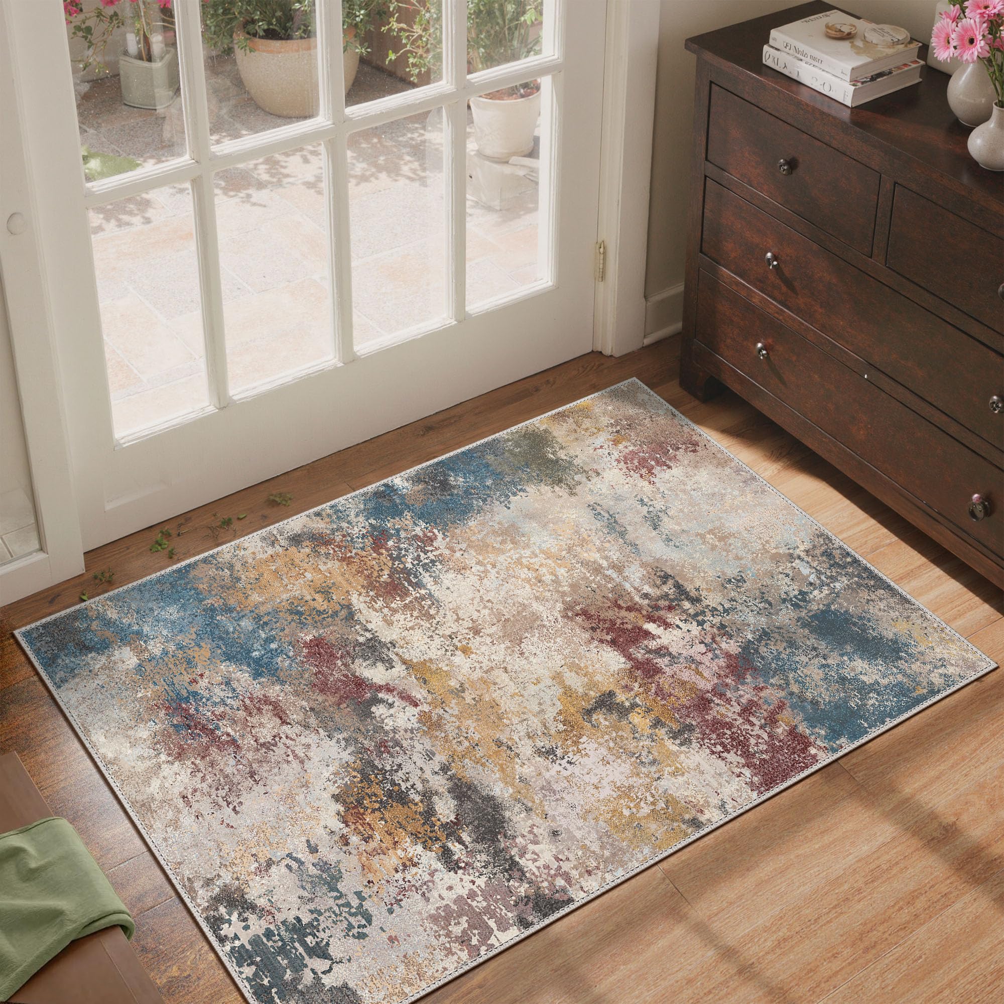 GENIMO Small Rug 60x90cm,Washable Abstract Thin Carpet with Non Slip Carpet for Entryway,Bedroom,Mixed Color โ image 1