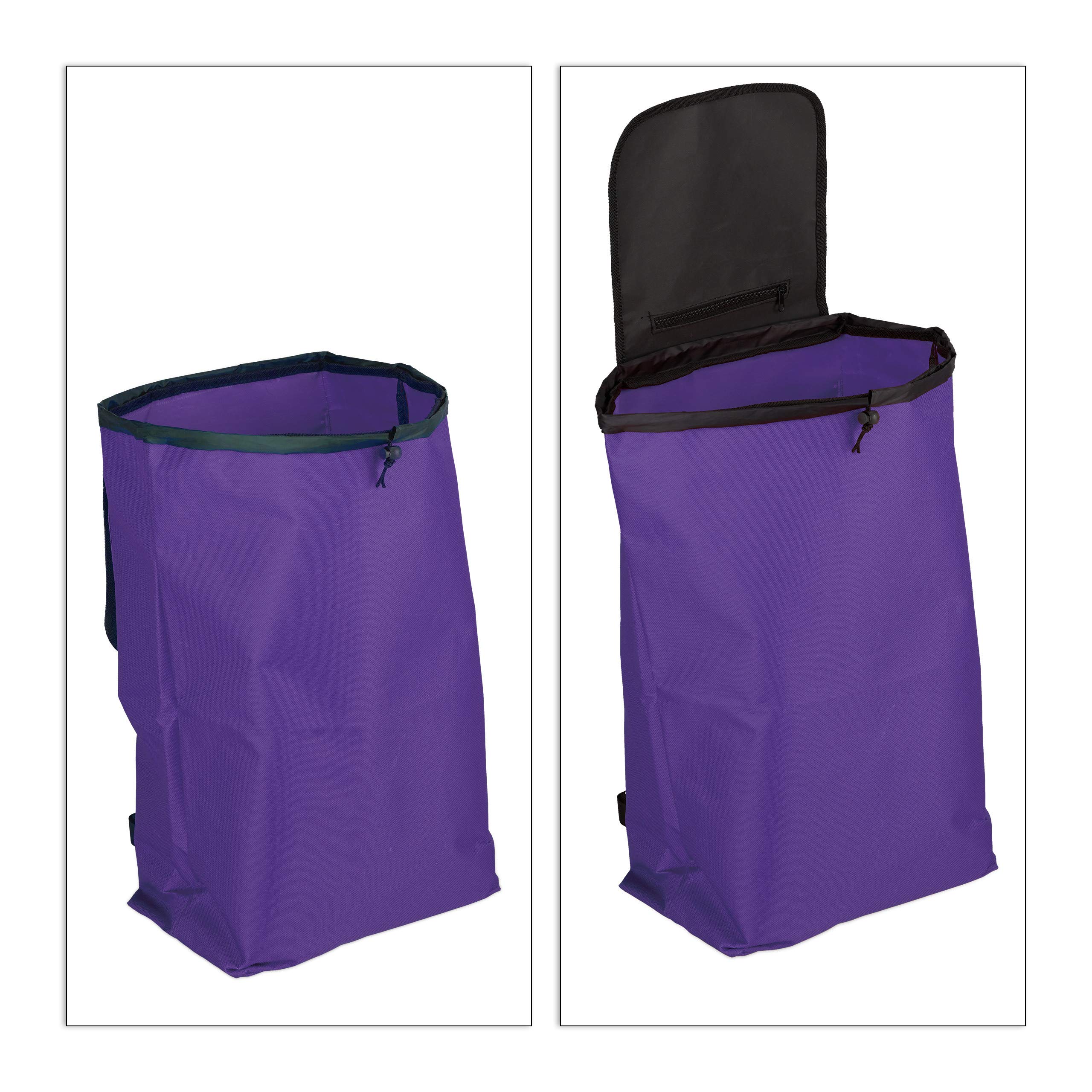 Relaxdays Carrello Portaspesa, Pieghevole, 25 l, Shopping Trolley con Ruote, max.10 kg, HLP 91x40x30 cm, Lilla