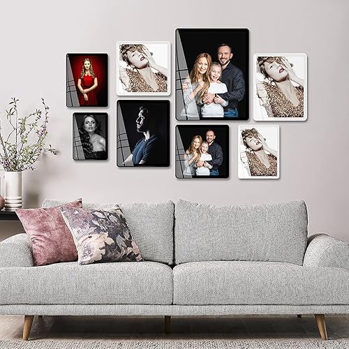 Miniatura 6 de Bluesun Marco de fotos de 8 x 8 pulgadas, marco de vidrio real, marco de fotos colgante, mate para decoración de pared y mesa de mesa (8 x 8